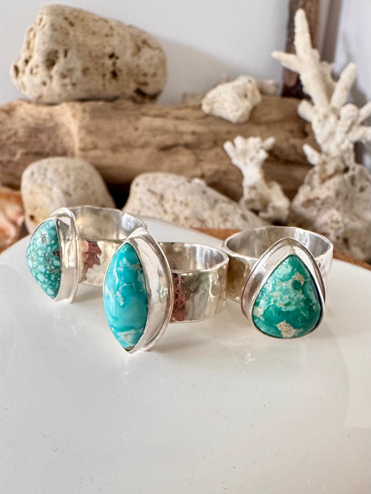 Chunky silver and turquoise ring Size 8