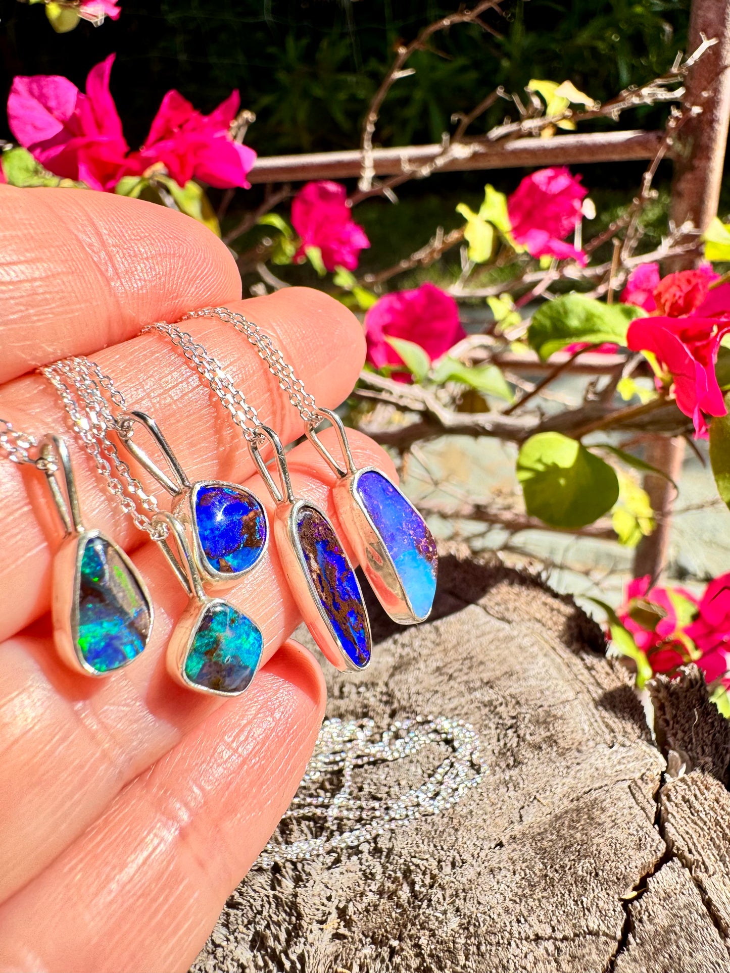 Teeny Tiny Boulder Opal Charm Necklace 9
