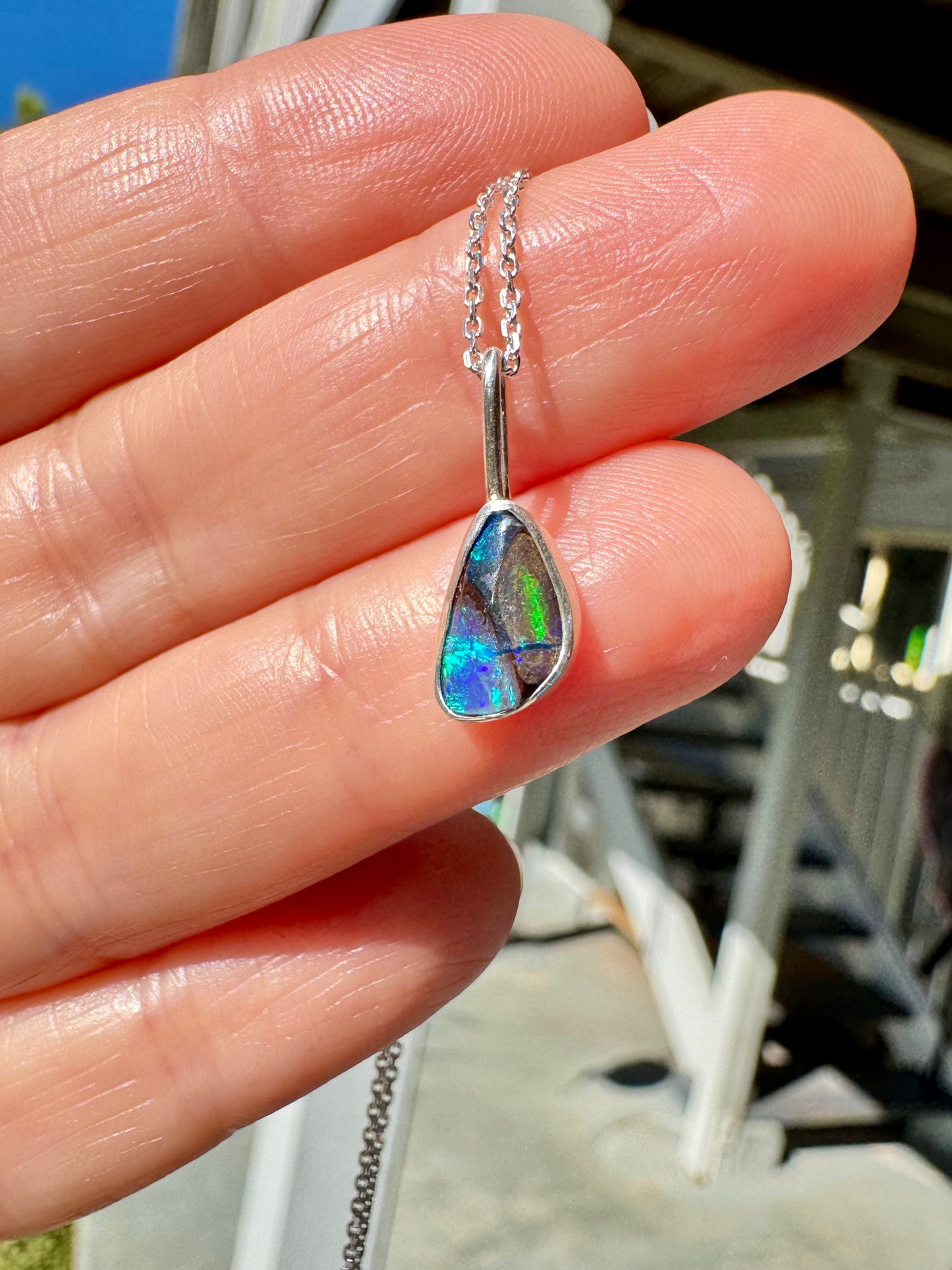 Teeny Tiny Boulder Opal Charm Necklace 9