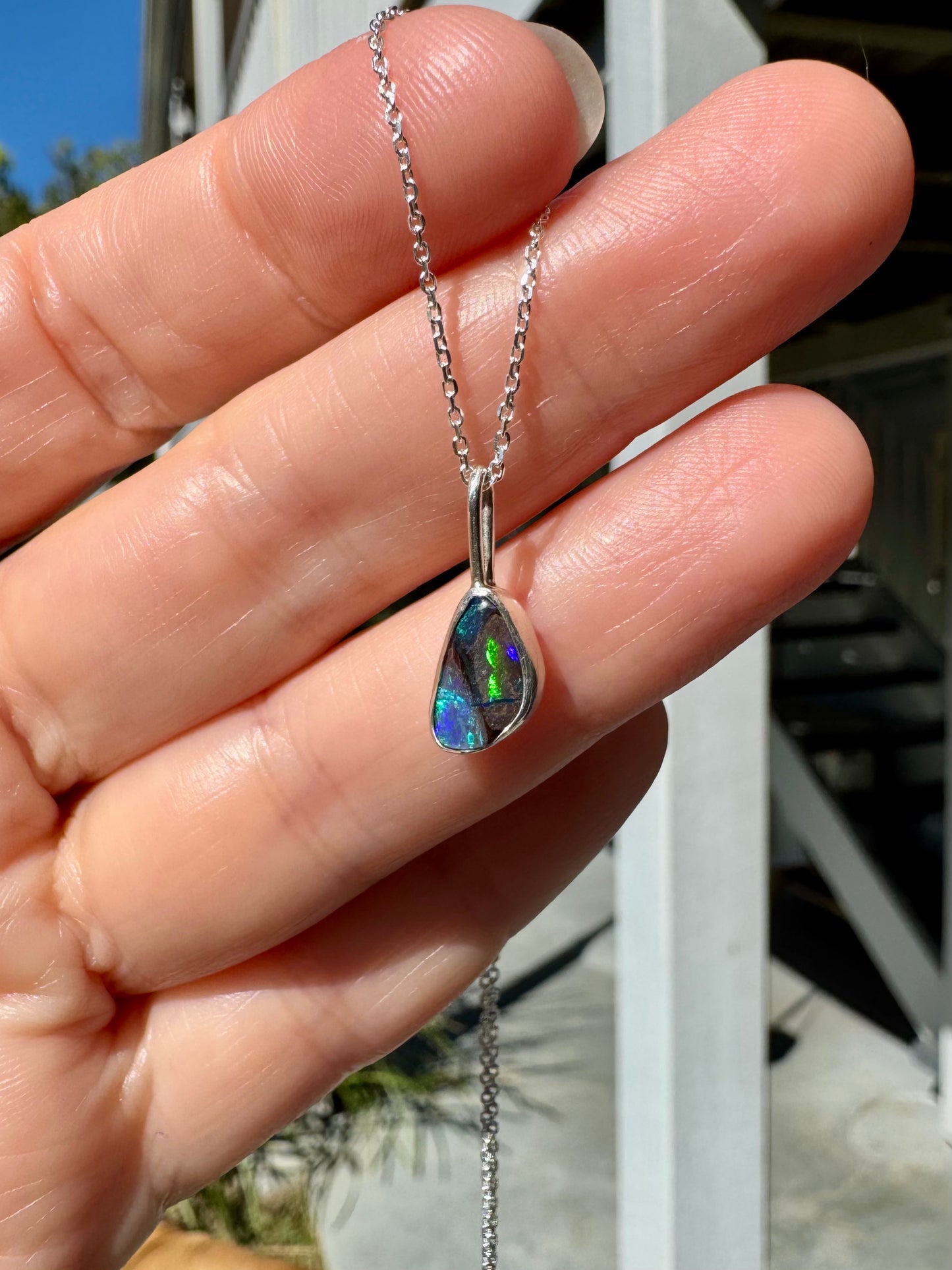 Teeny Tiny Boulder Opal Charm Necklace 9