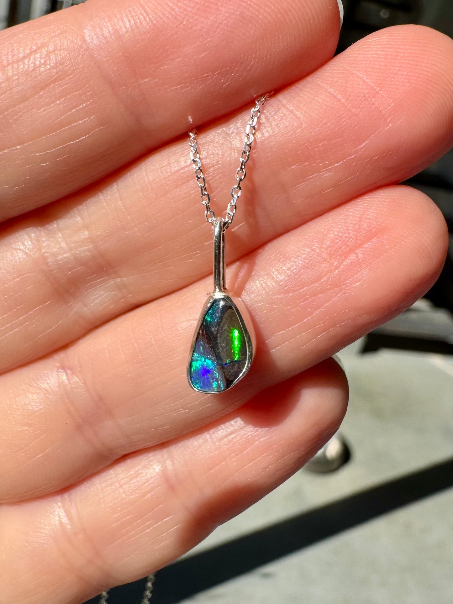 Teeny Tiny Boulder Opal Charm Necklace 9