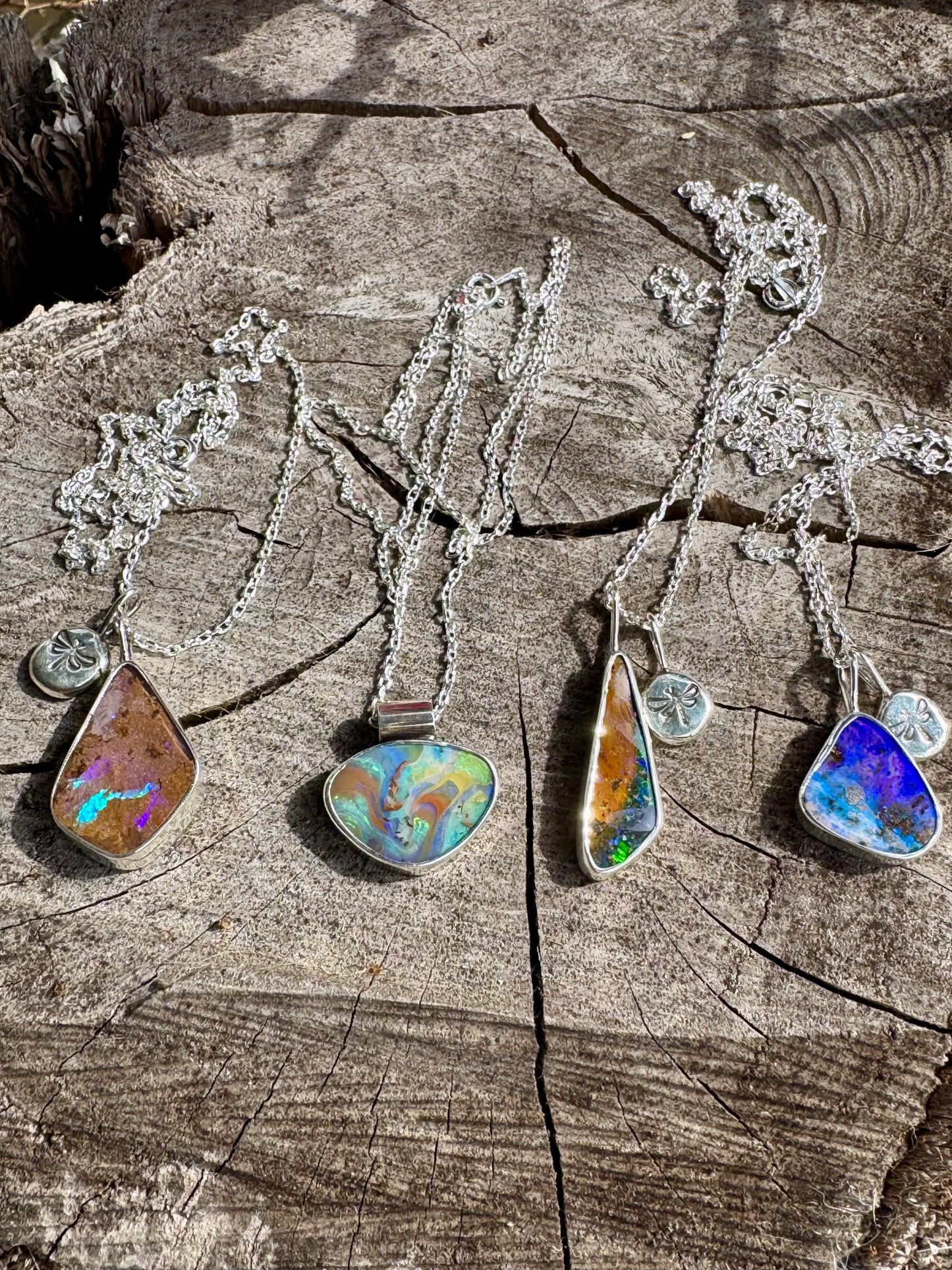 Opal and Dragonfly Charm Necklace
