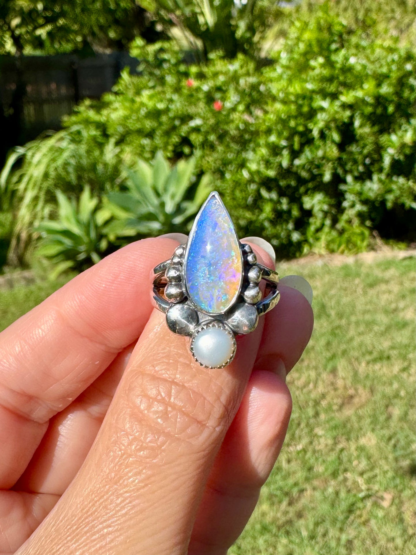 Opal and Pearl Ring
