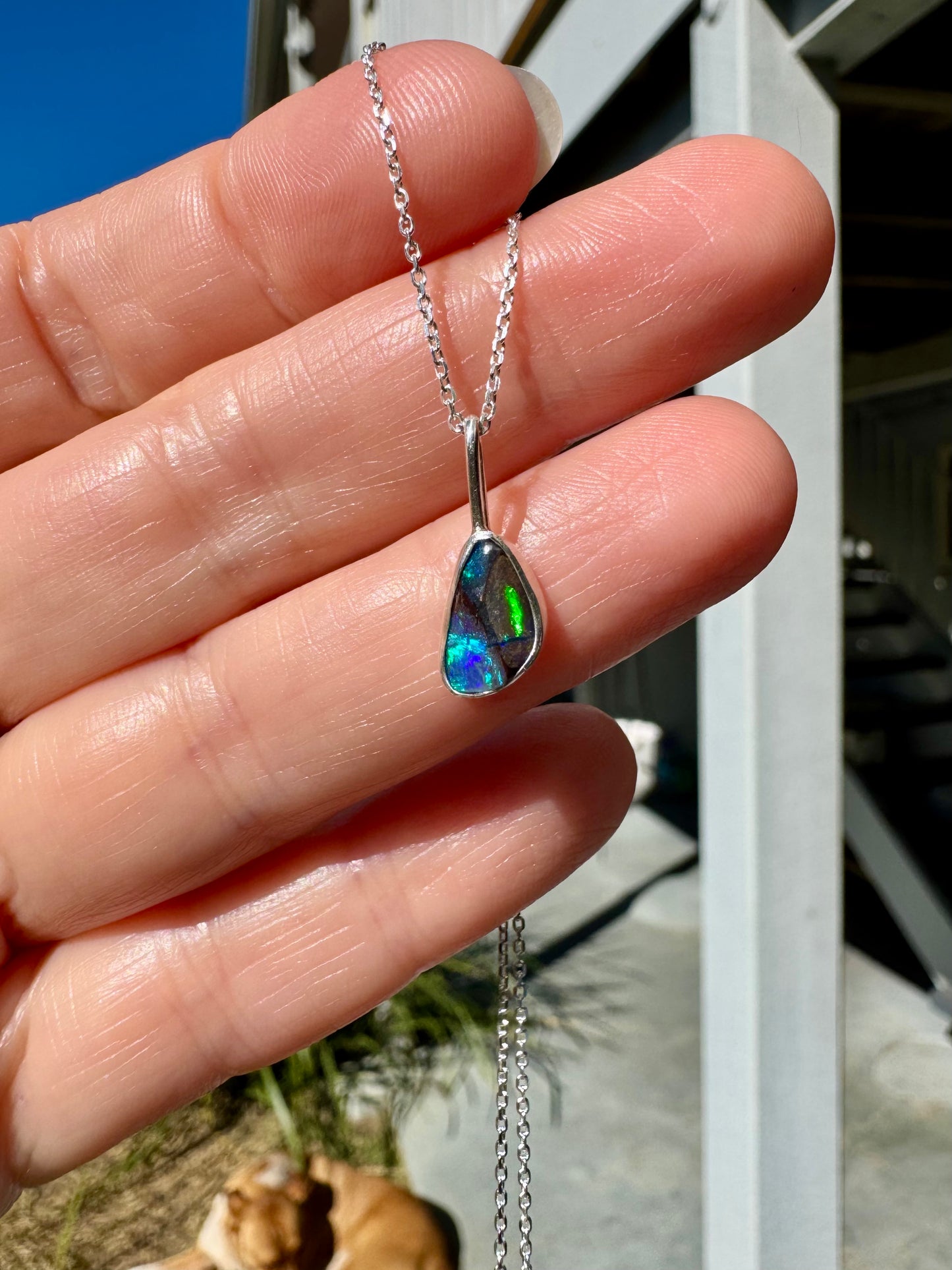 Teeny Tiny Boulder Opal Charm Necklace 9