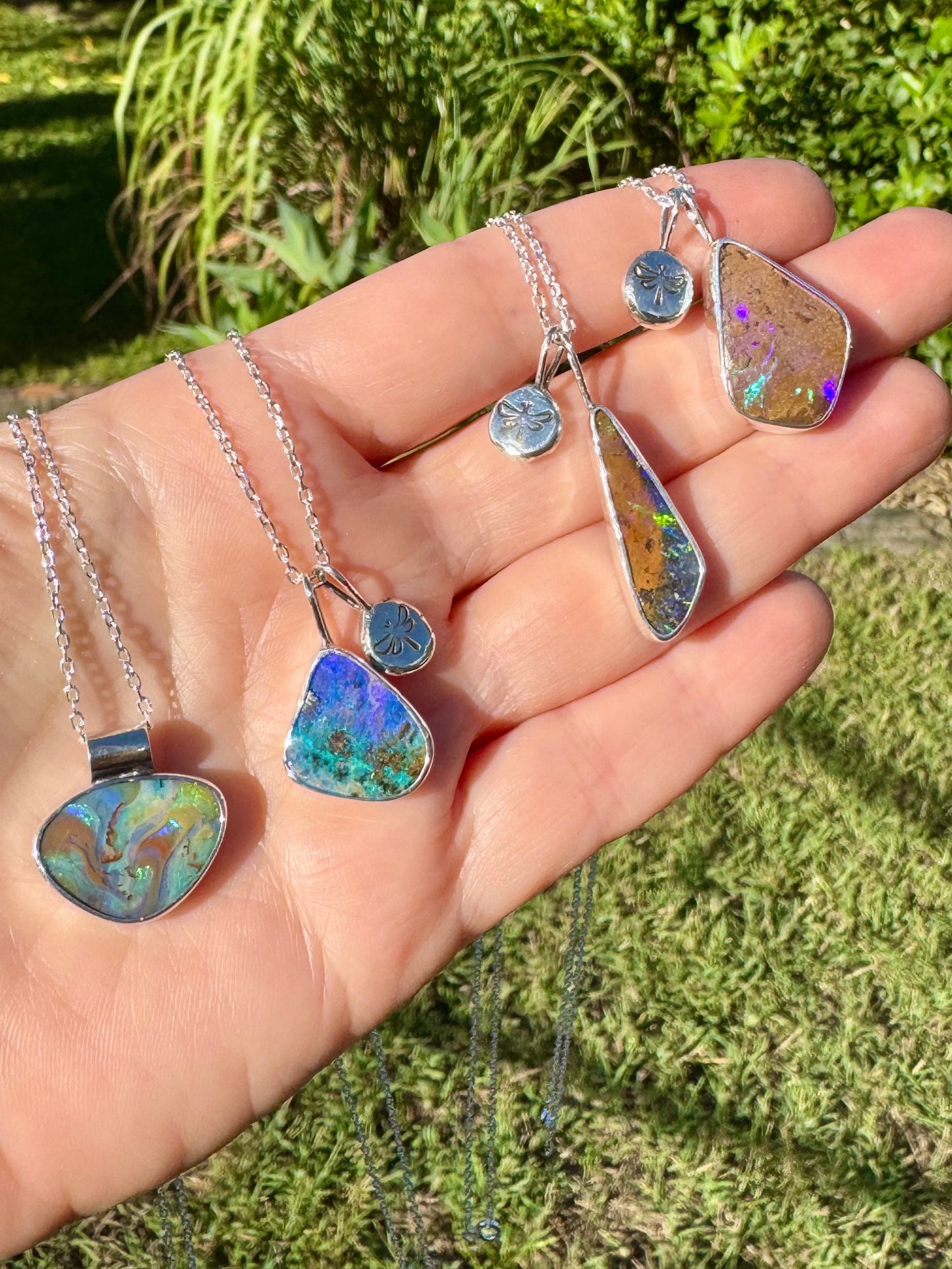 Opal and Dragonfly Charm Necklace