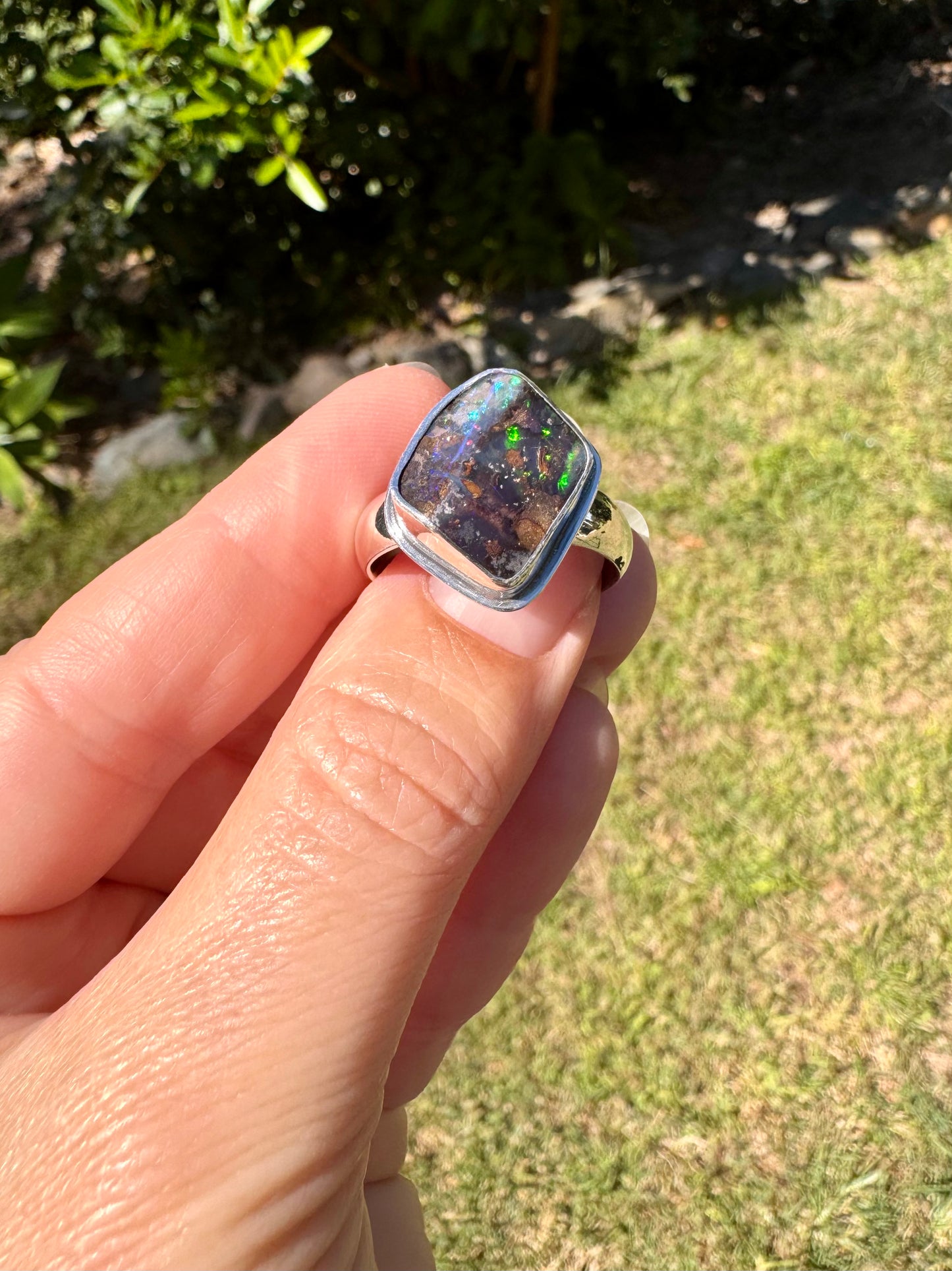 Solid Boulder Opal Ring Size 10.75