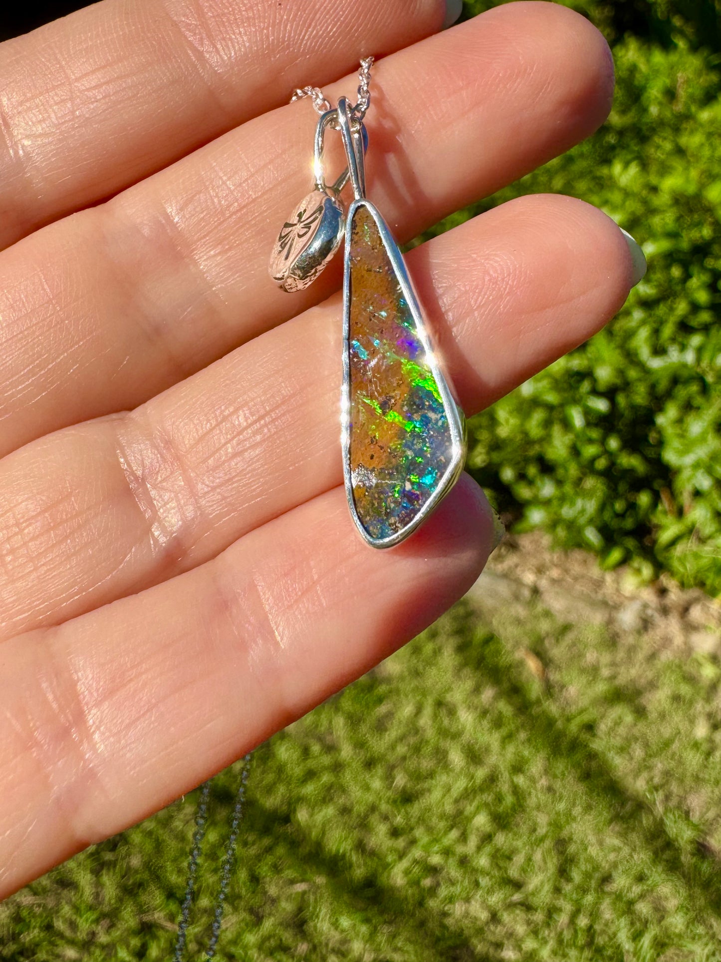 Opal and Dragonfly Charm Necklace