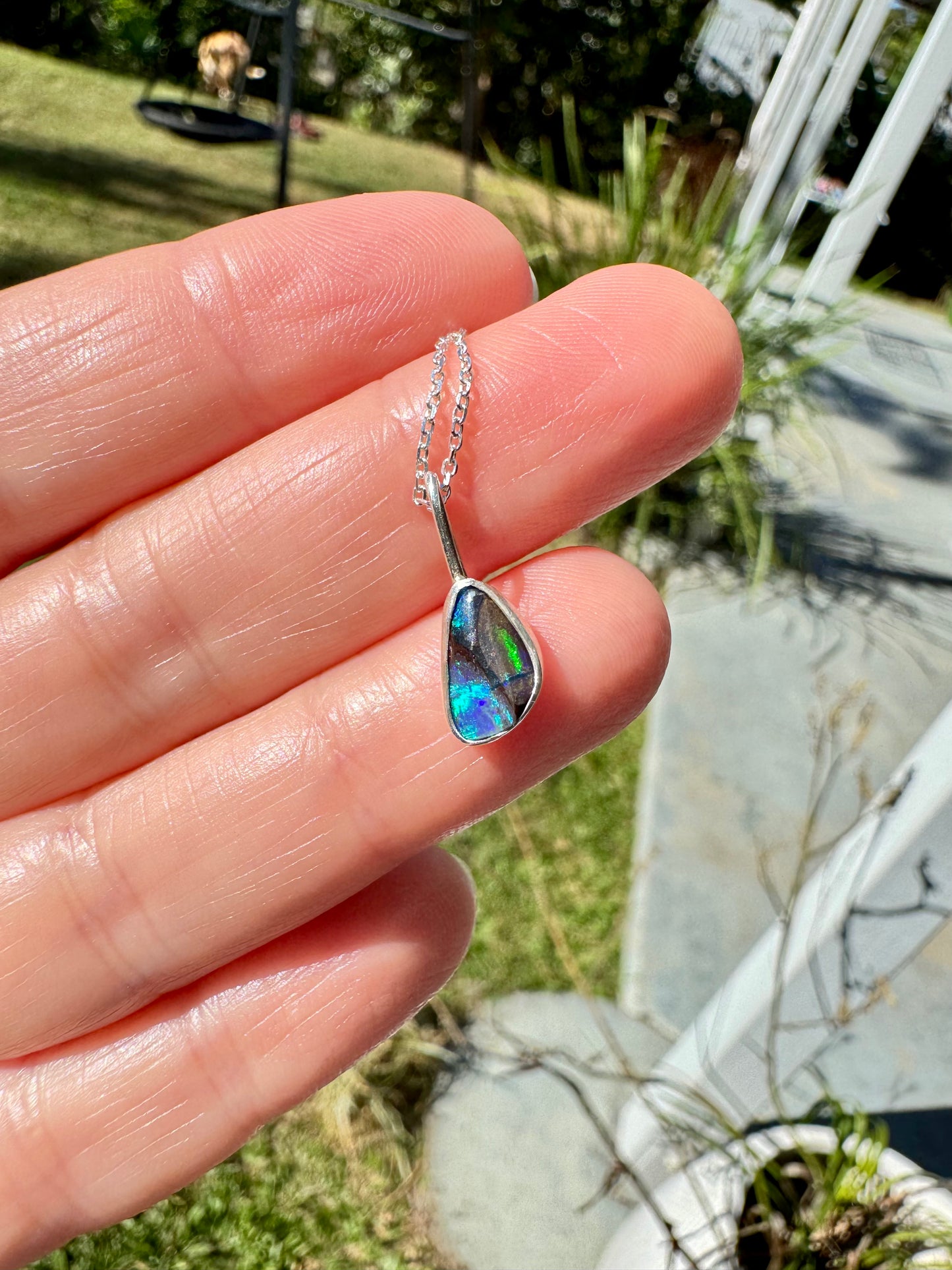 Teeny Tiny Boulder Opal Charm Necklace 9