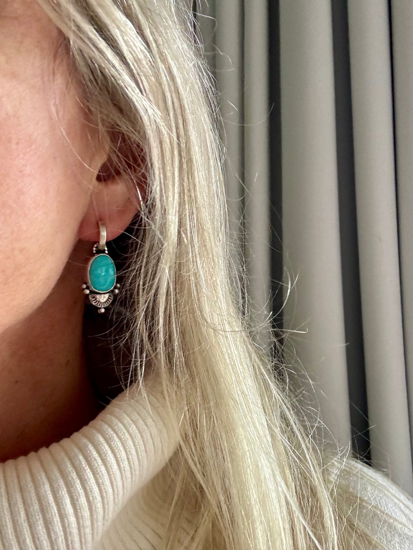 Turquoise Mismatch Drop Earrings