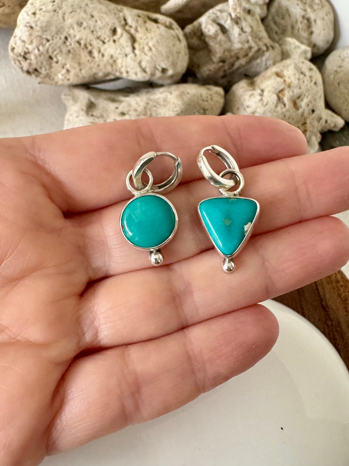 Turquoise Mismatch Drop Earrings