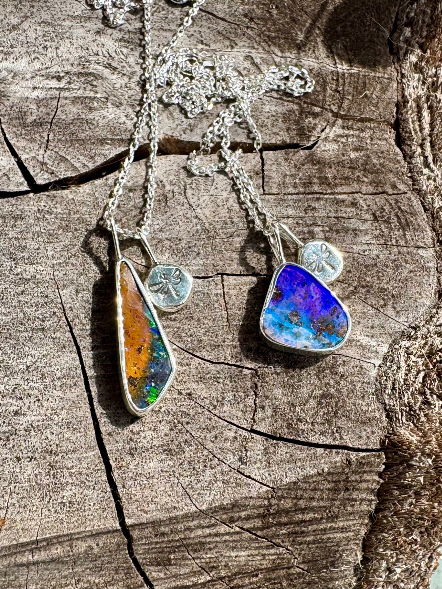 Opal and Dragonfly Charm Necklace
