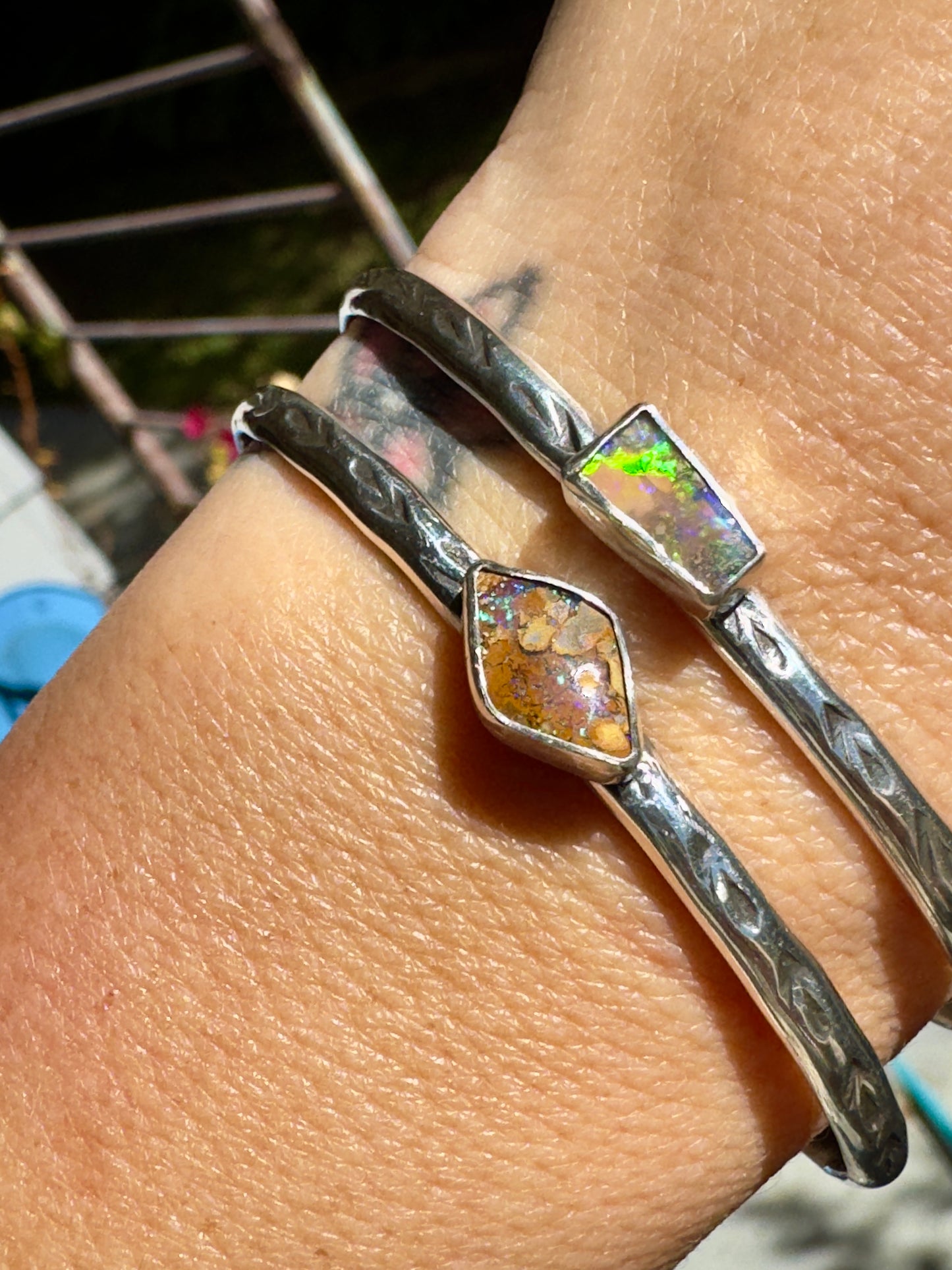 Boulder Opal Stacking Cuff Bracelet