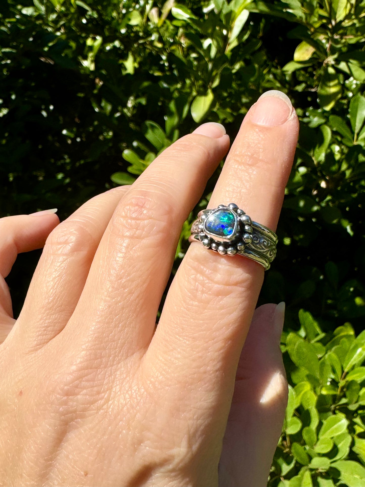 Solid Boulder Opal Ring Size 7.5
