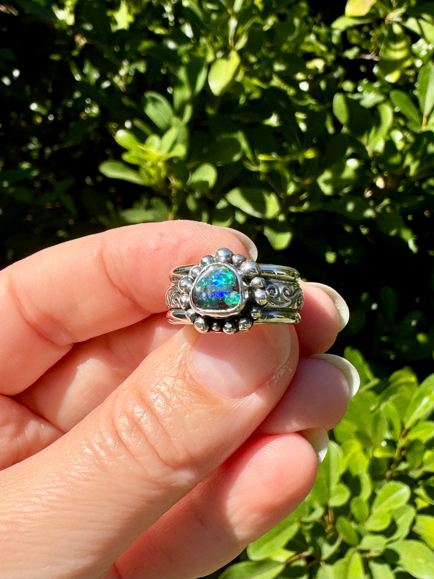 Solid Boulder Opal Ring Size 7.5