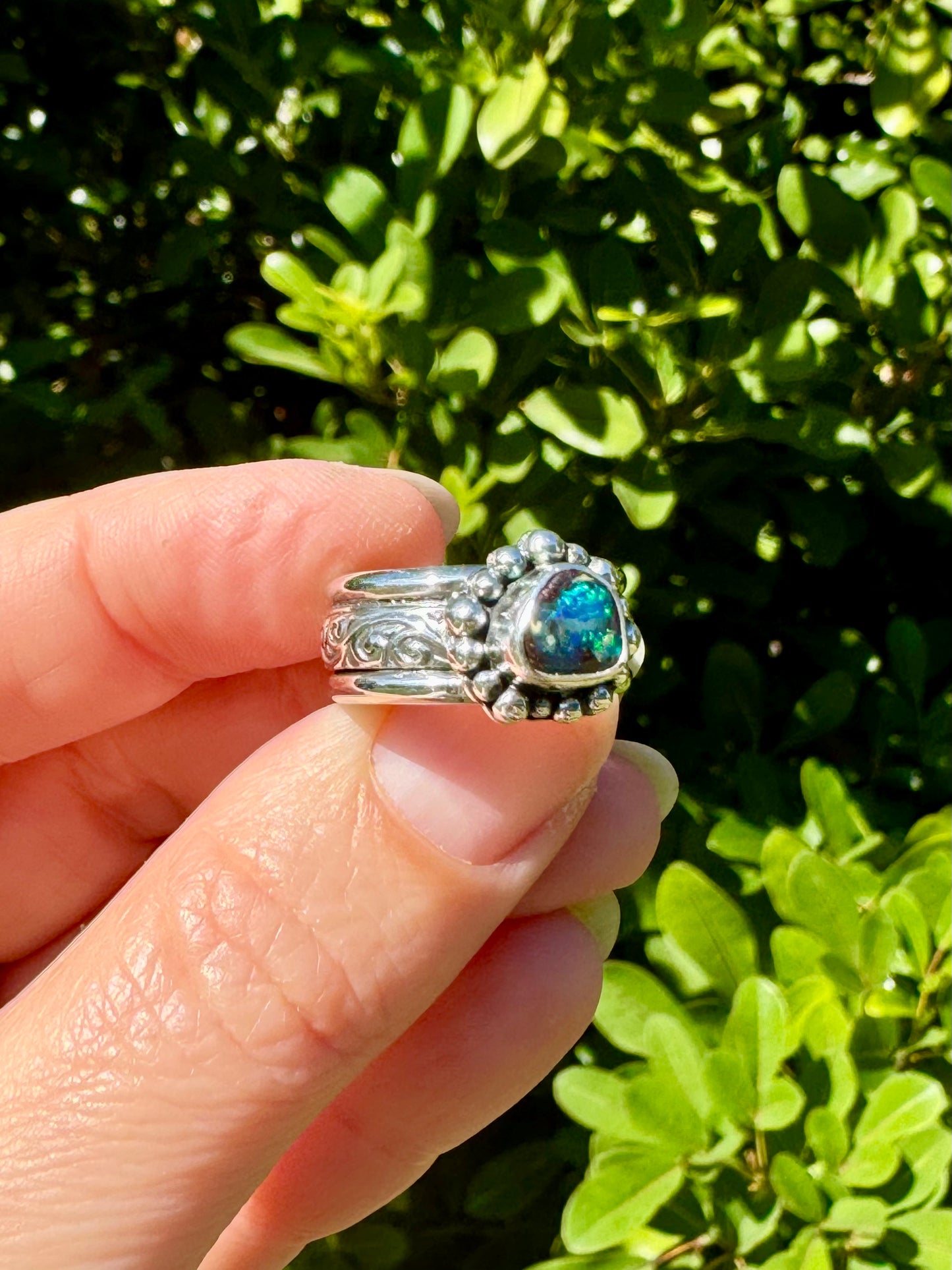 Solid Boulder Opal Ring Size 7.5