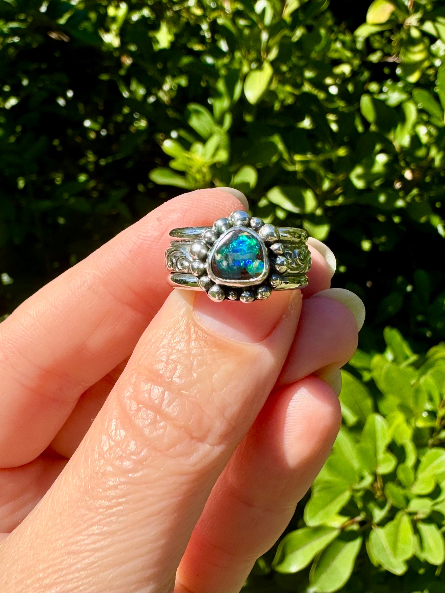 Solid Boulder Opal Ring Size 7.5