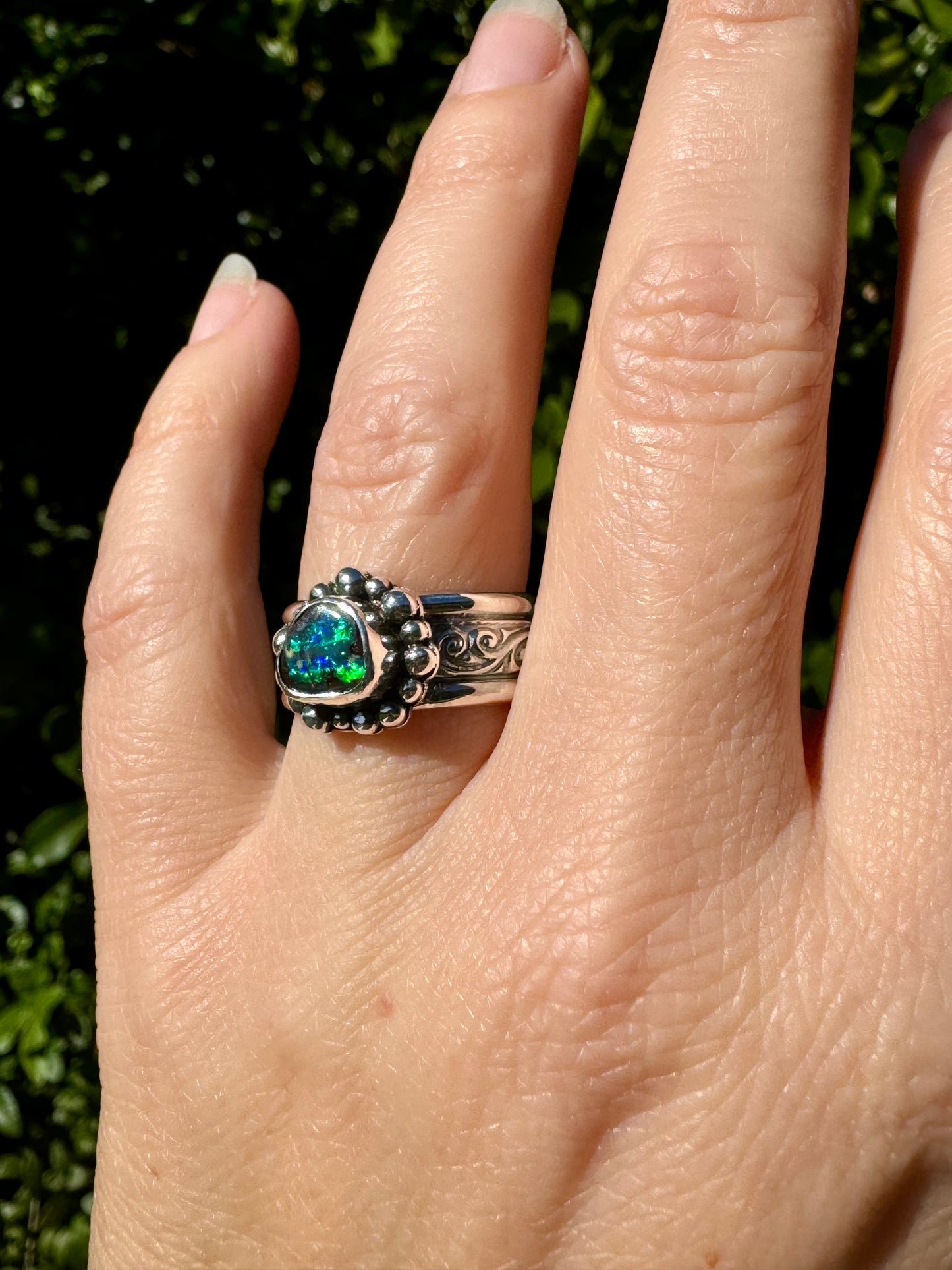Solid Boulder Opal Ring Size 7.5