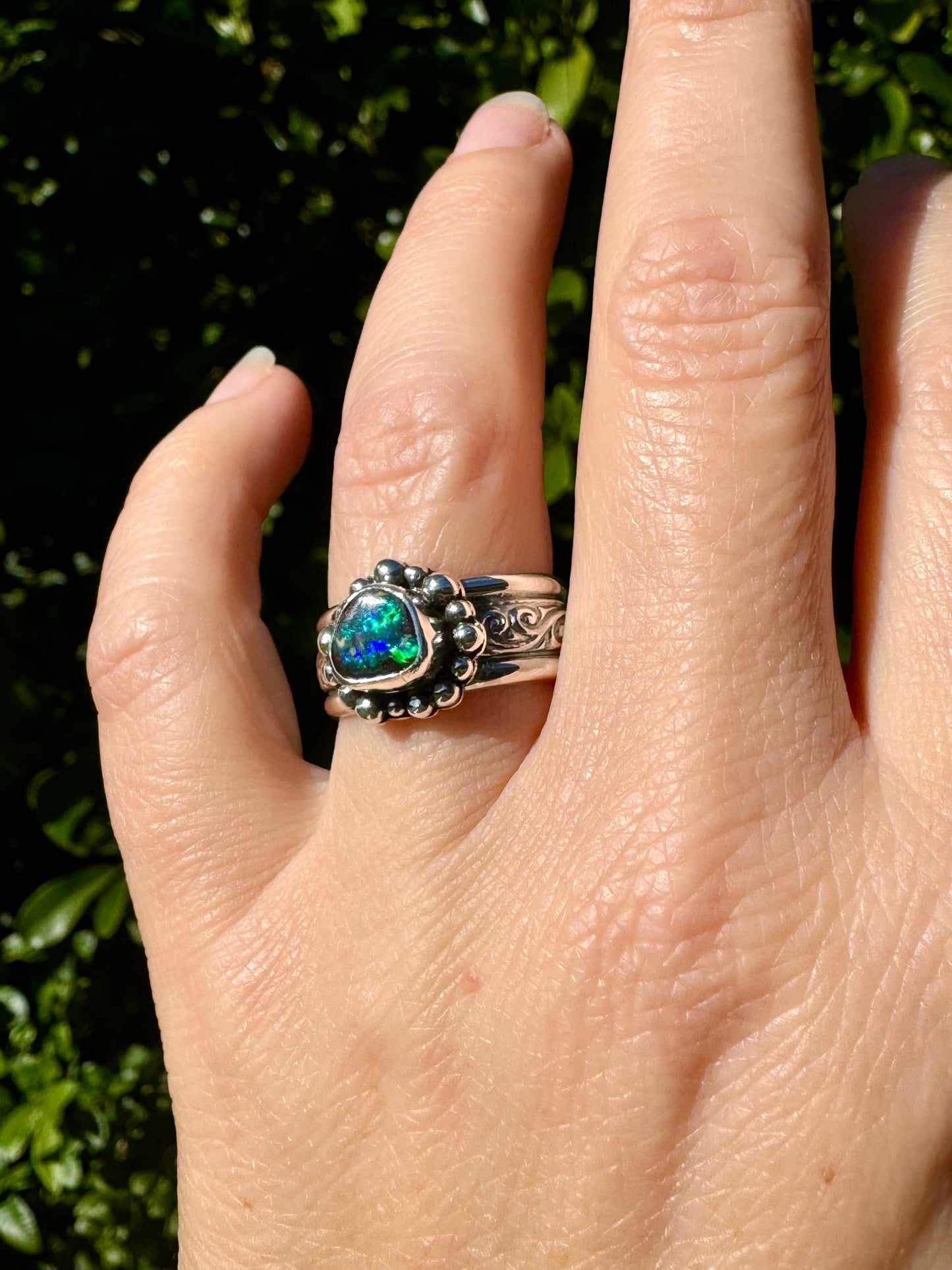 Solid Boulder Opal Ring Size 7.5