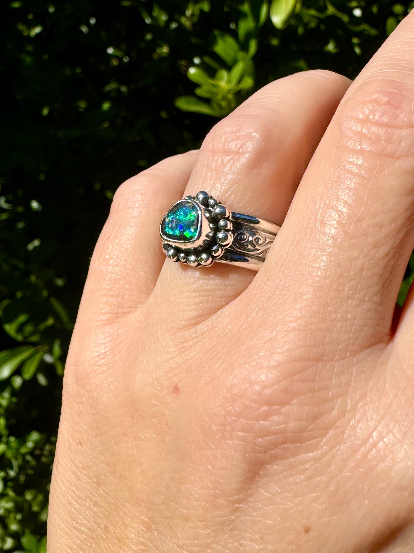 Solid Boulder Opal Ring Size 7.5