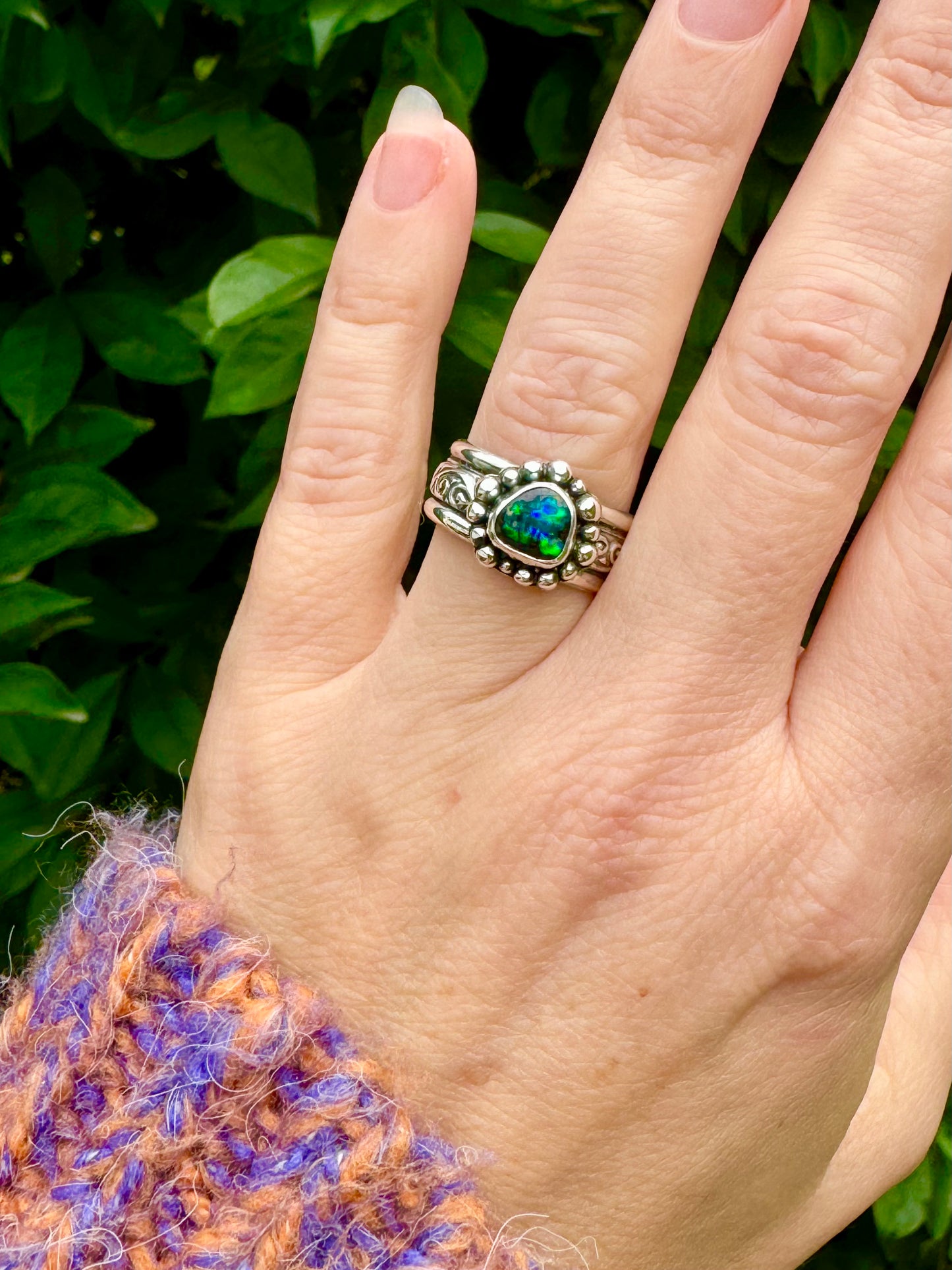Solid Boulder Opal Ring Size 7.5