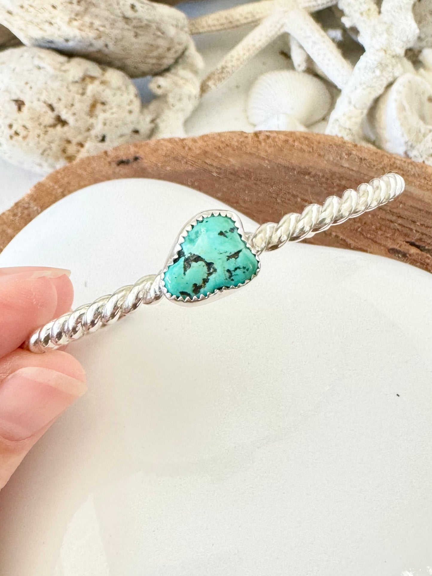 Turquoise twist cuff bangle
