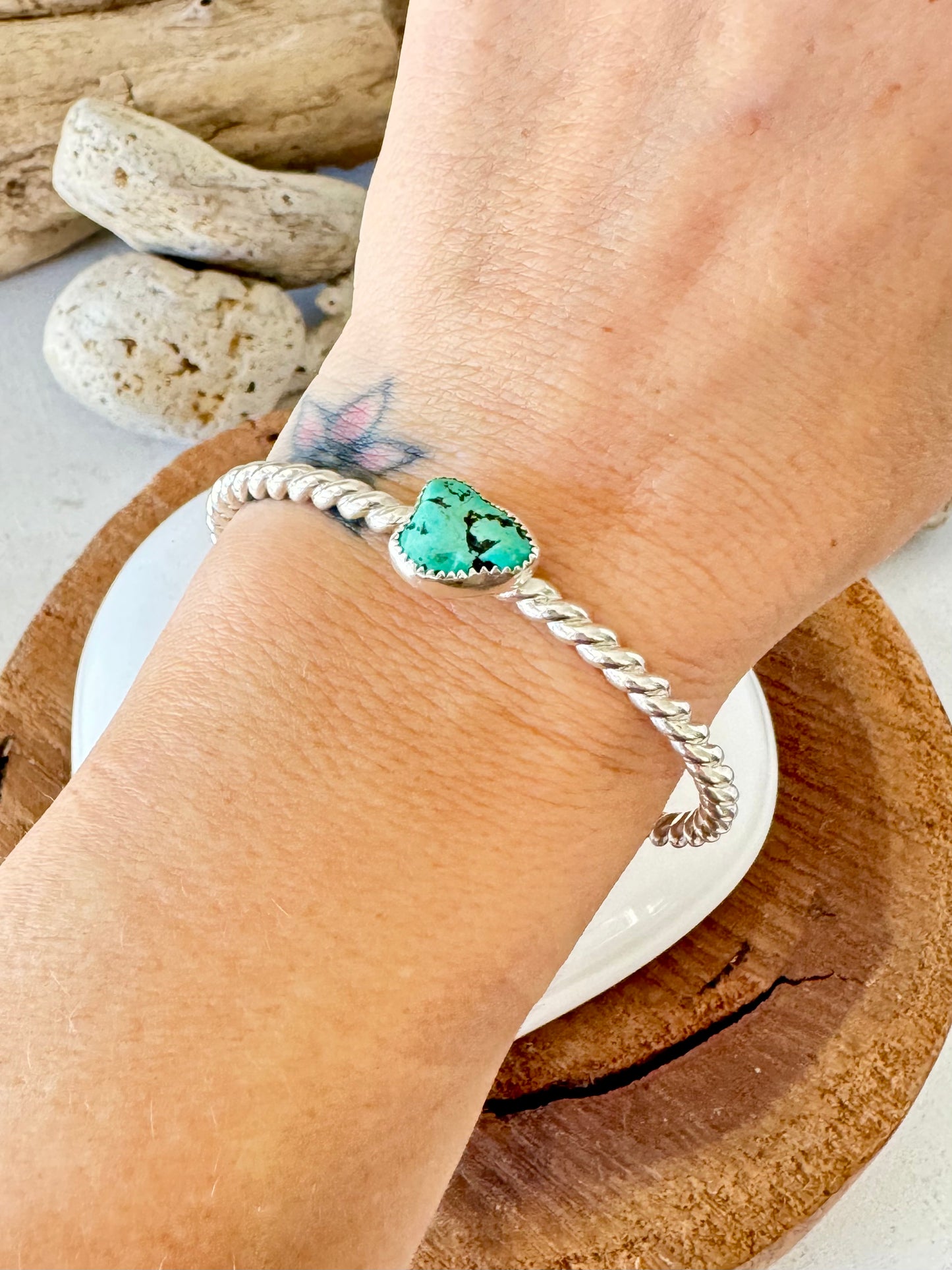 Turquoise twist cuff bangle