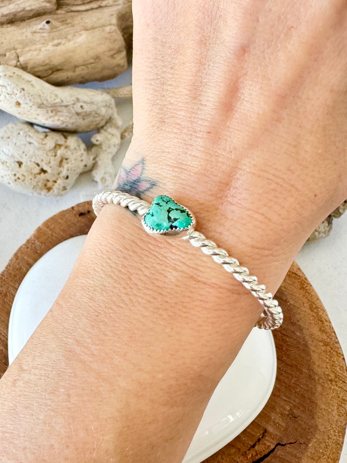 Turquoise twist cuff bangle