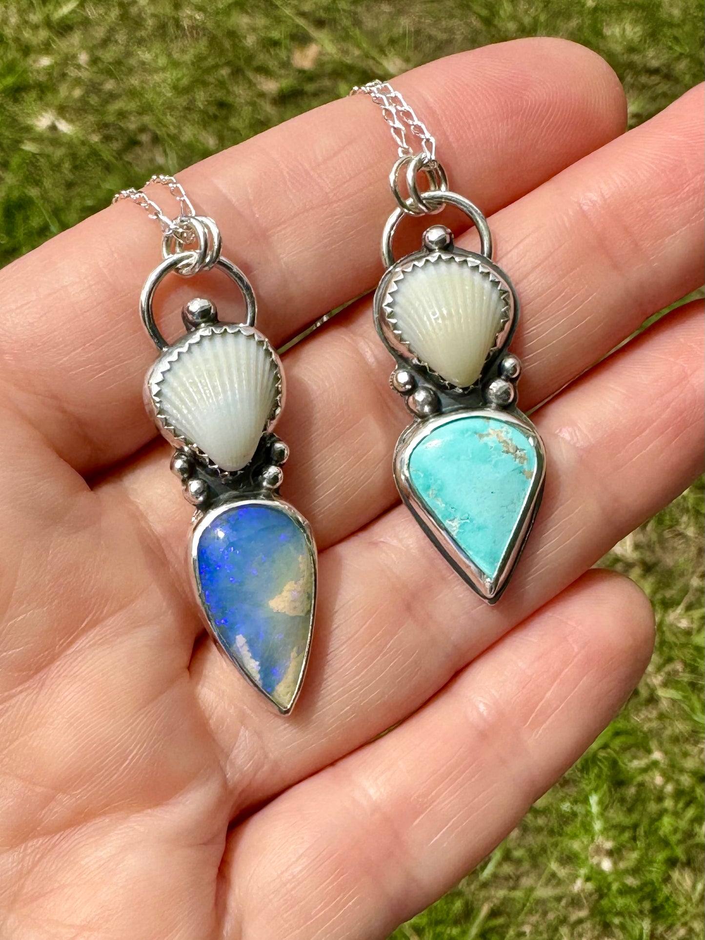 Oceana necklace with Boulder Opal necklace with Seashell