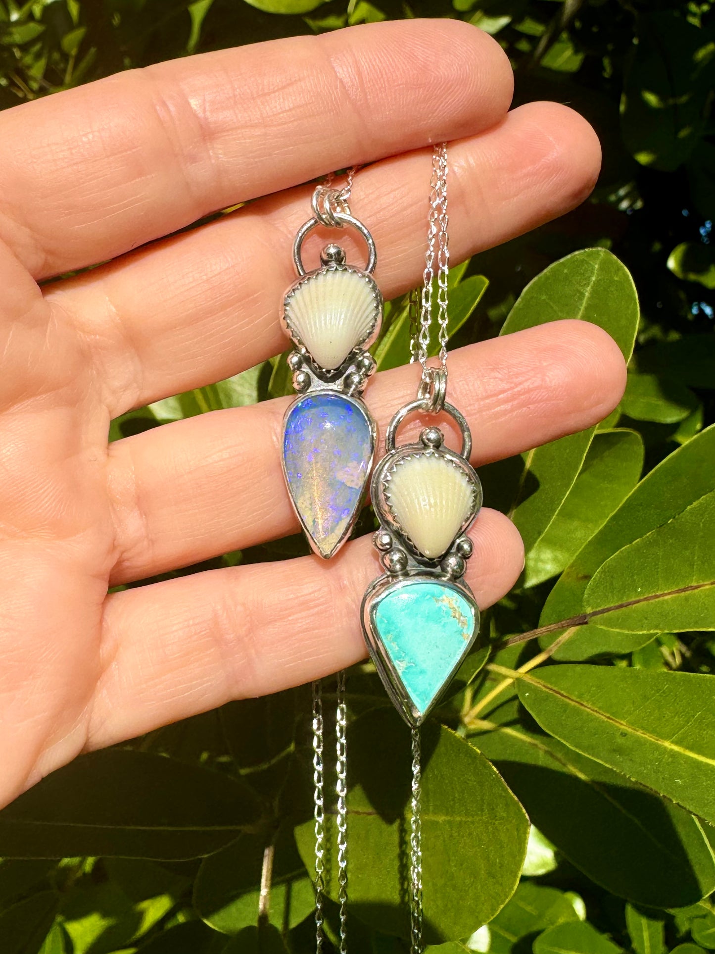 Oceana necklace with Boulder Opal necklace with Seashell