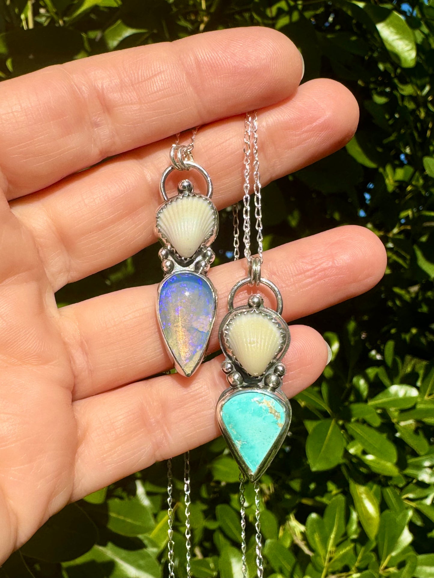 Oceana necklace with Boulder Opal necklace with Seashell