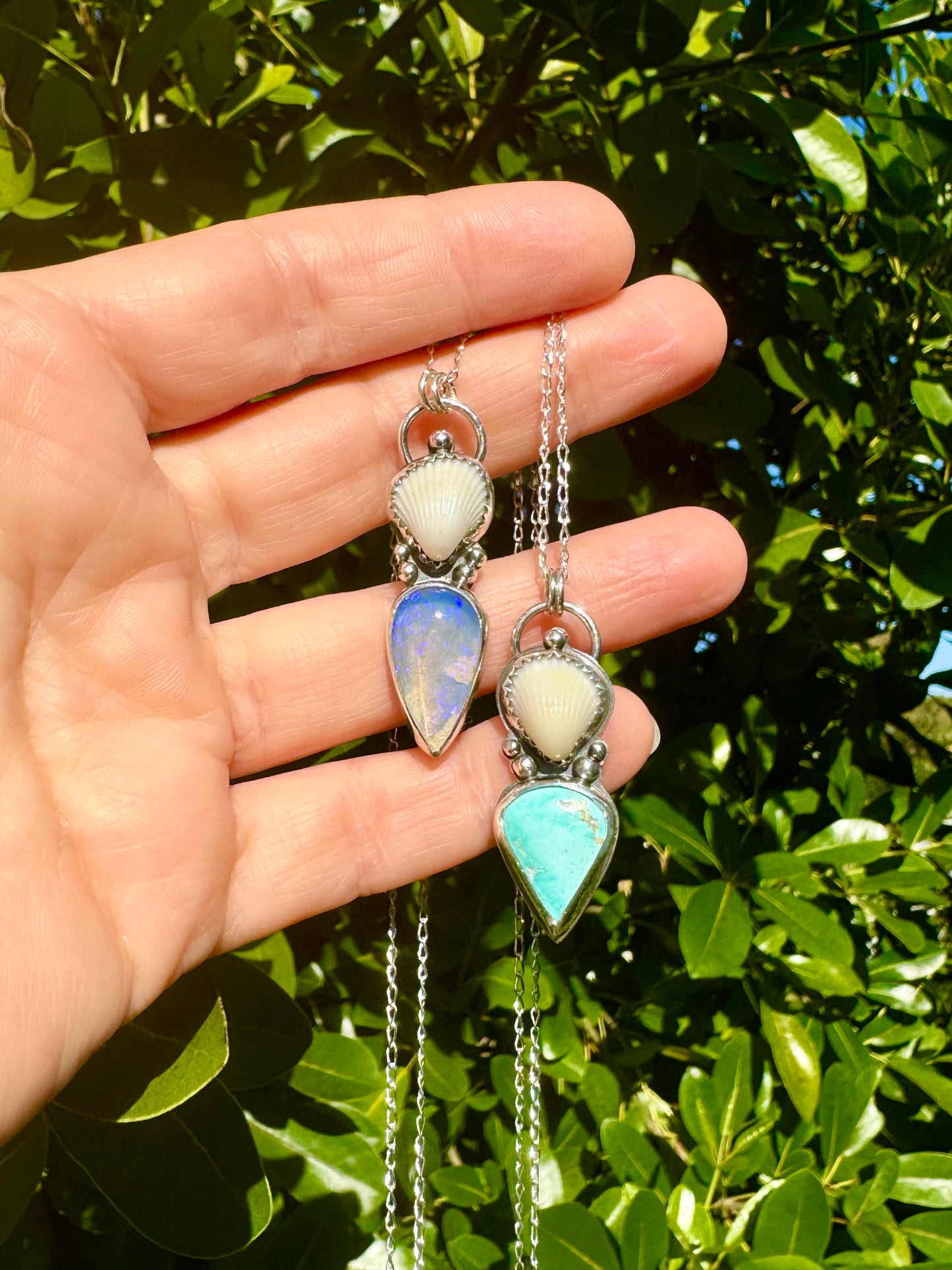 Oceana necklace with Boulder Opal necklace with Seashell