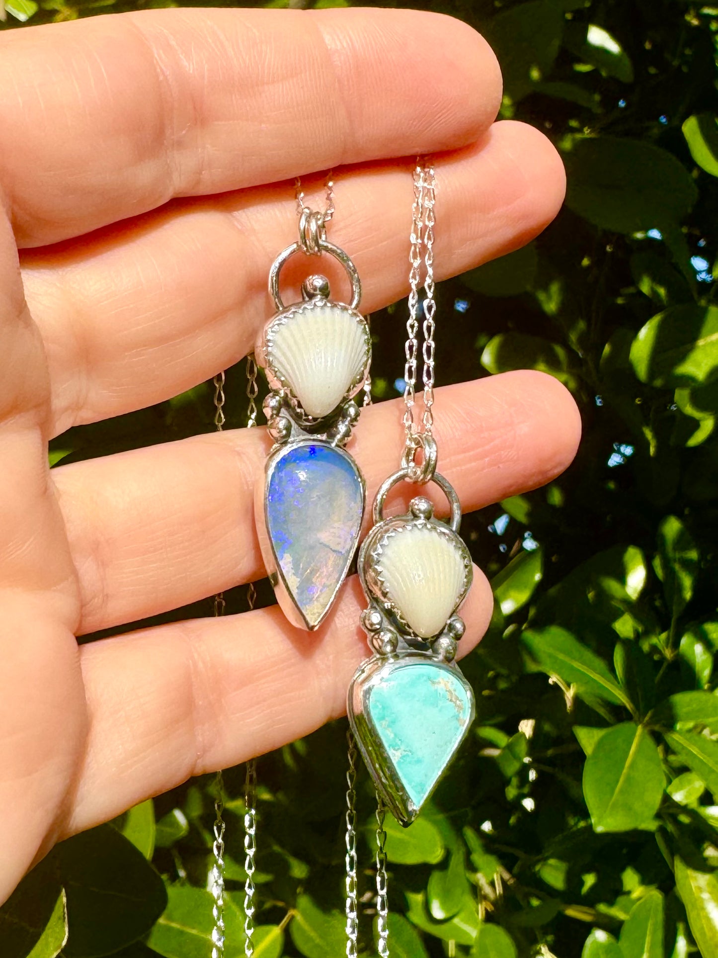 Oceana necklace with Boulder Opal necklace with Seashell