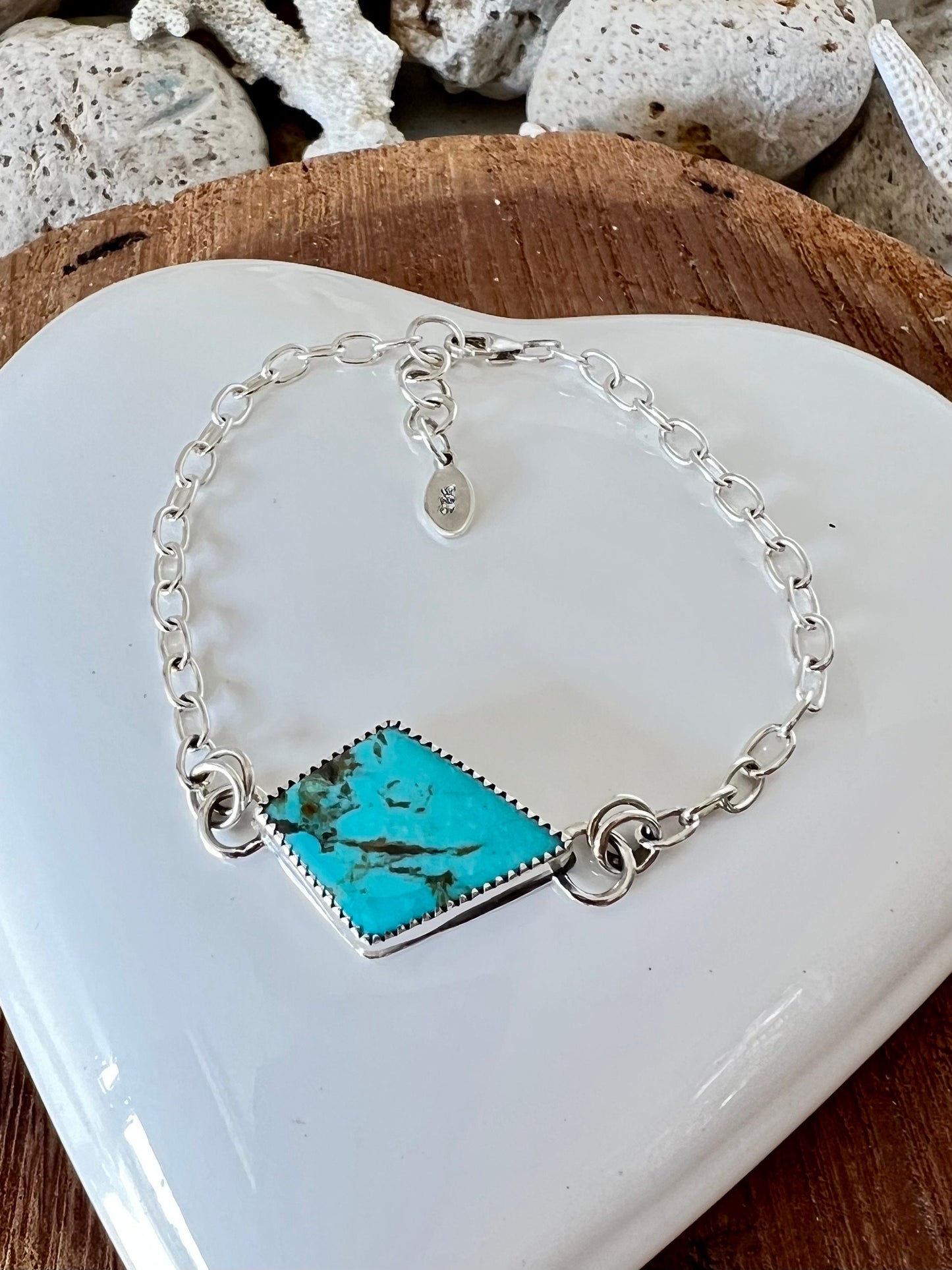 Shy dragonfly handmade Turquoise bracelet adjustable silver and turquoise bracelet
