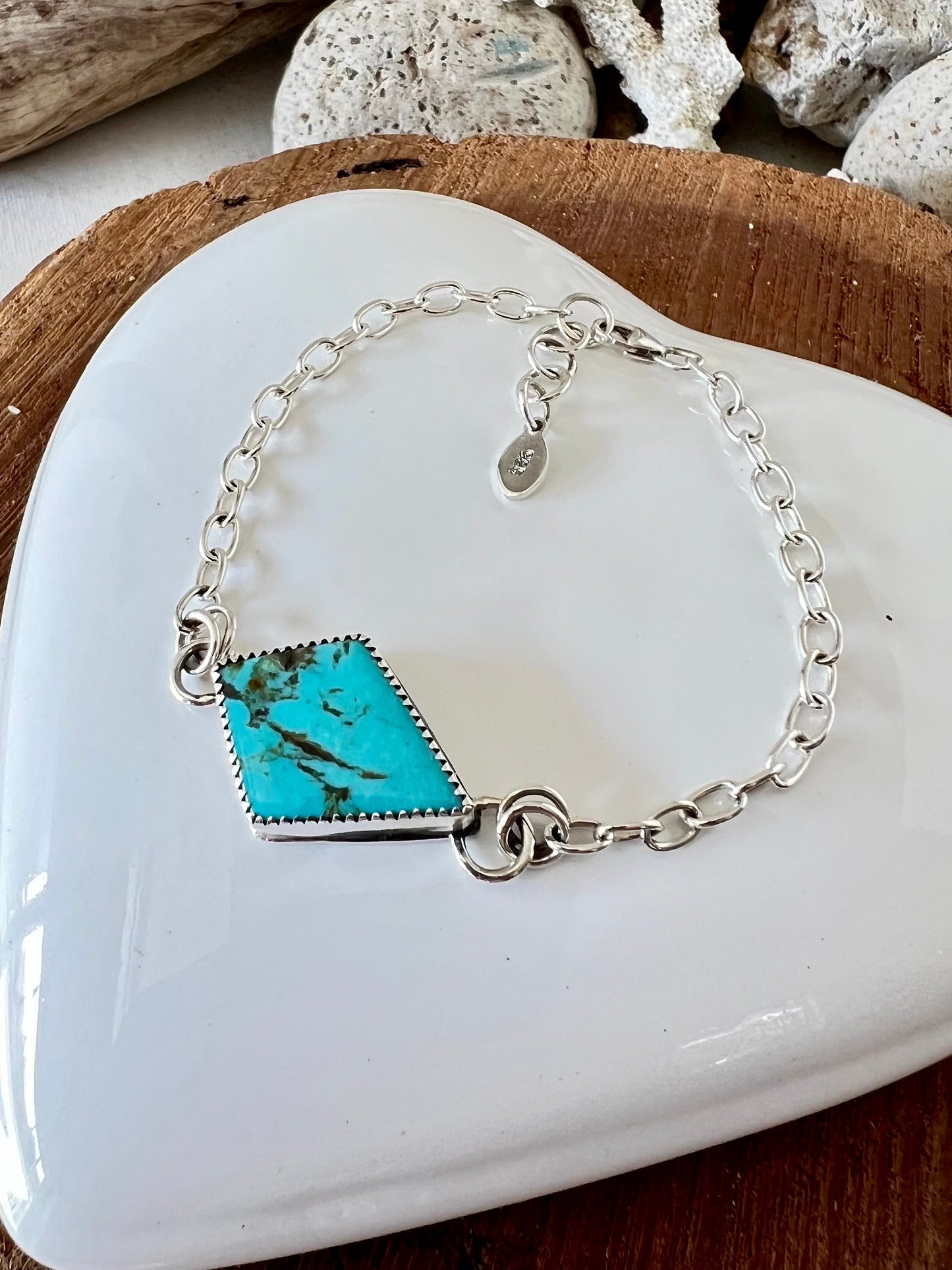 Shy dragonfly handmade Turquoise bracelet adjustable silver and turquoise bracelet