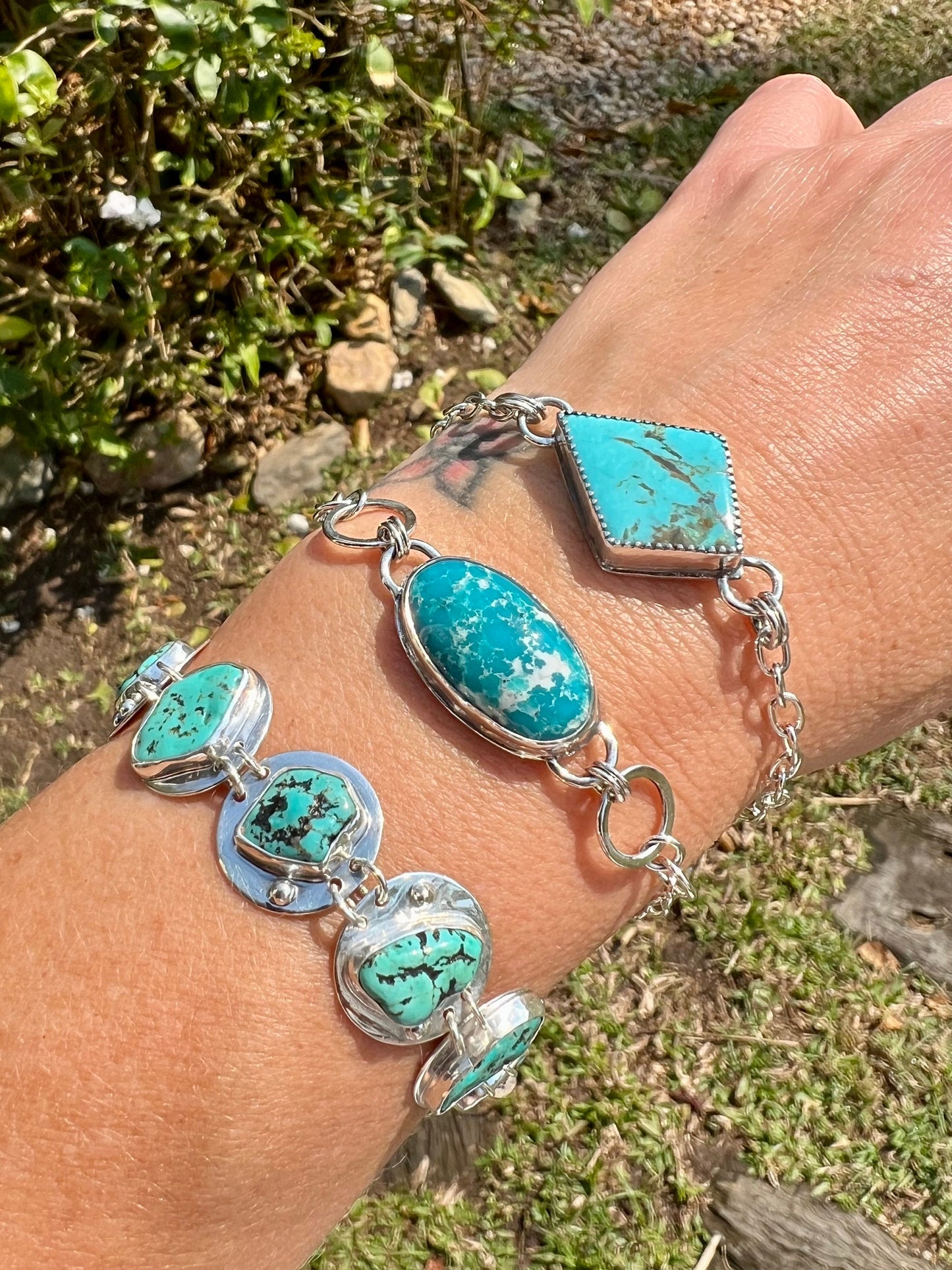 Shy dragonfly handmade Turquoise bracelet adjustable silver and turquoise bracelet