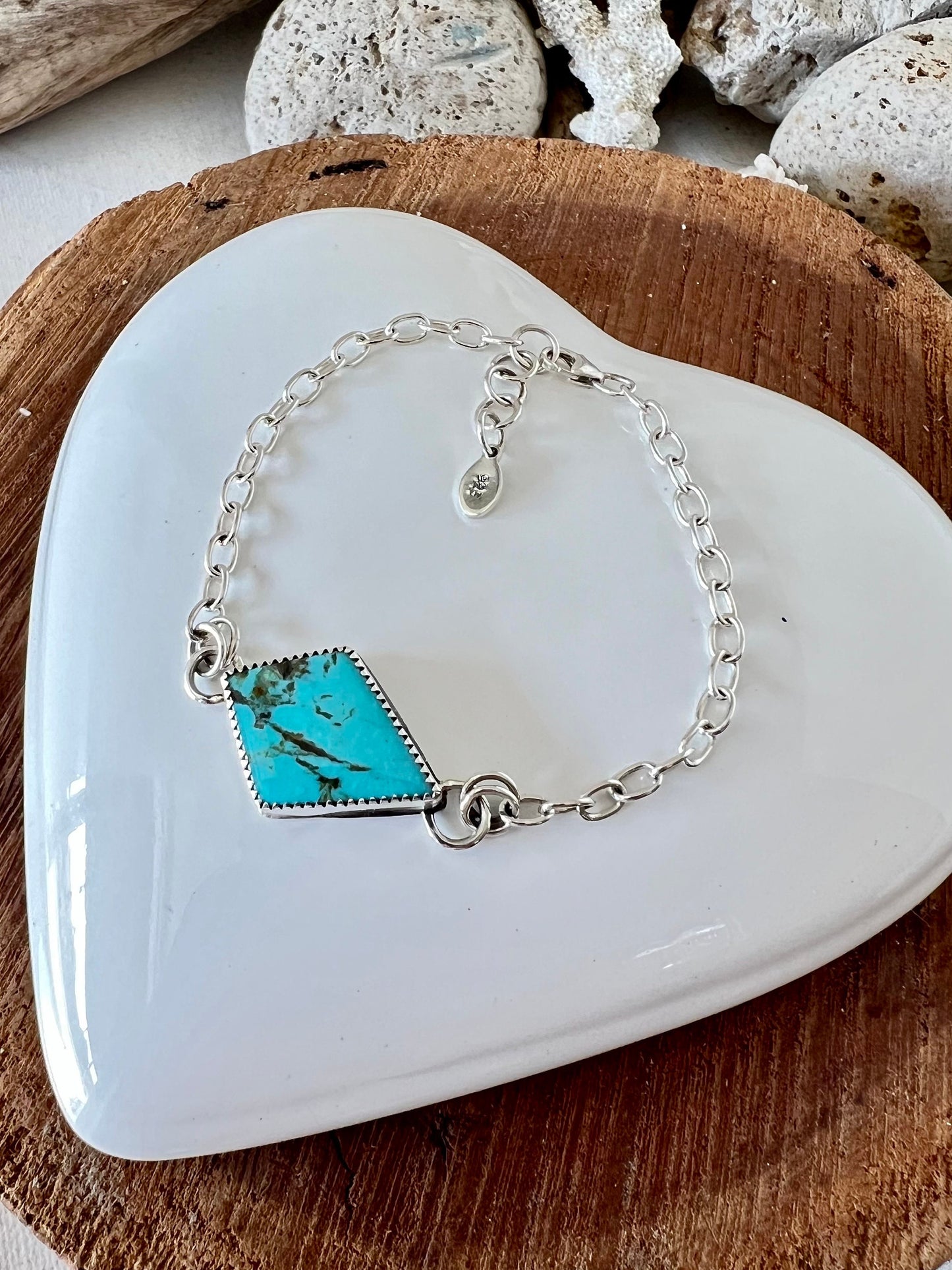 Shy dragonfly handmade Turquoise bracelet adjustable silver and turquoise bracelet