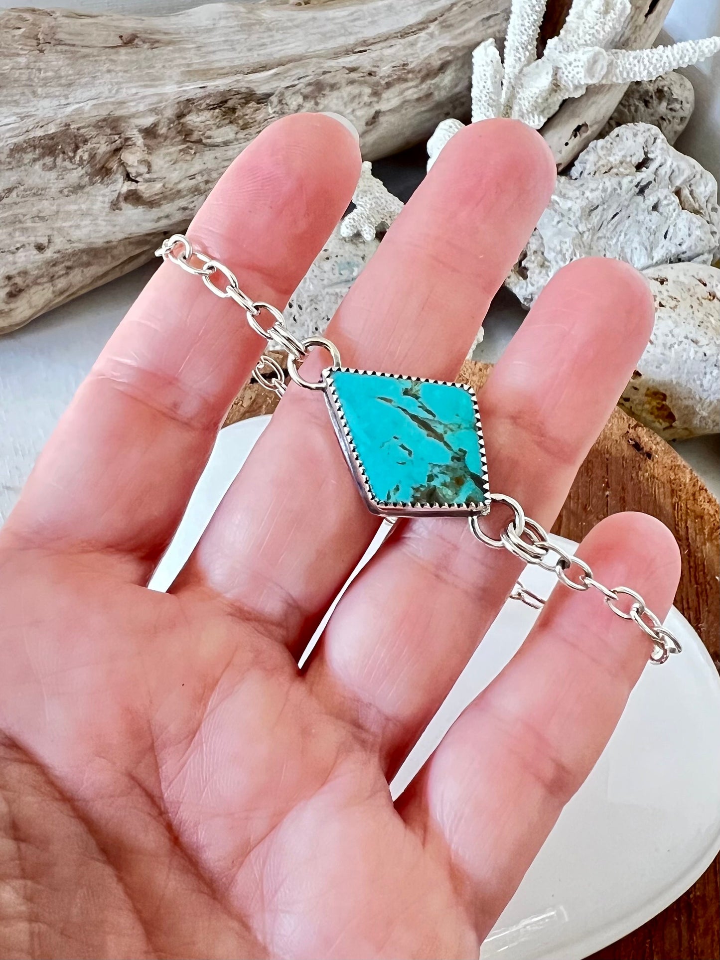 Shy dragonfly handmade Turquoise bracelet adjustable silver and turquoise bracelet