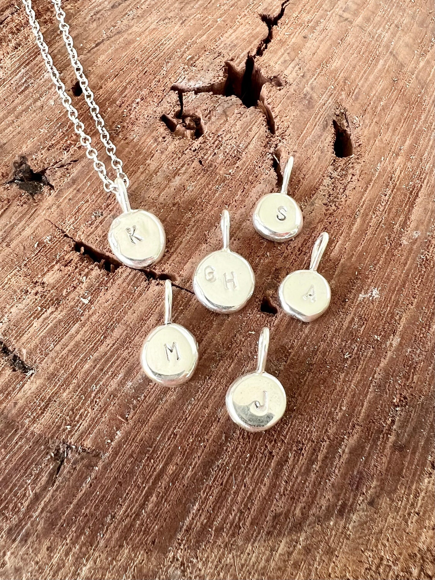 Silver Nugget Initial Charm Necklace Shy Dragonfly Jewels
