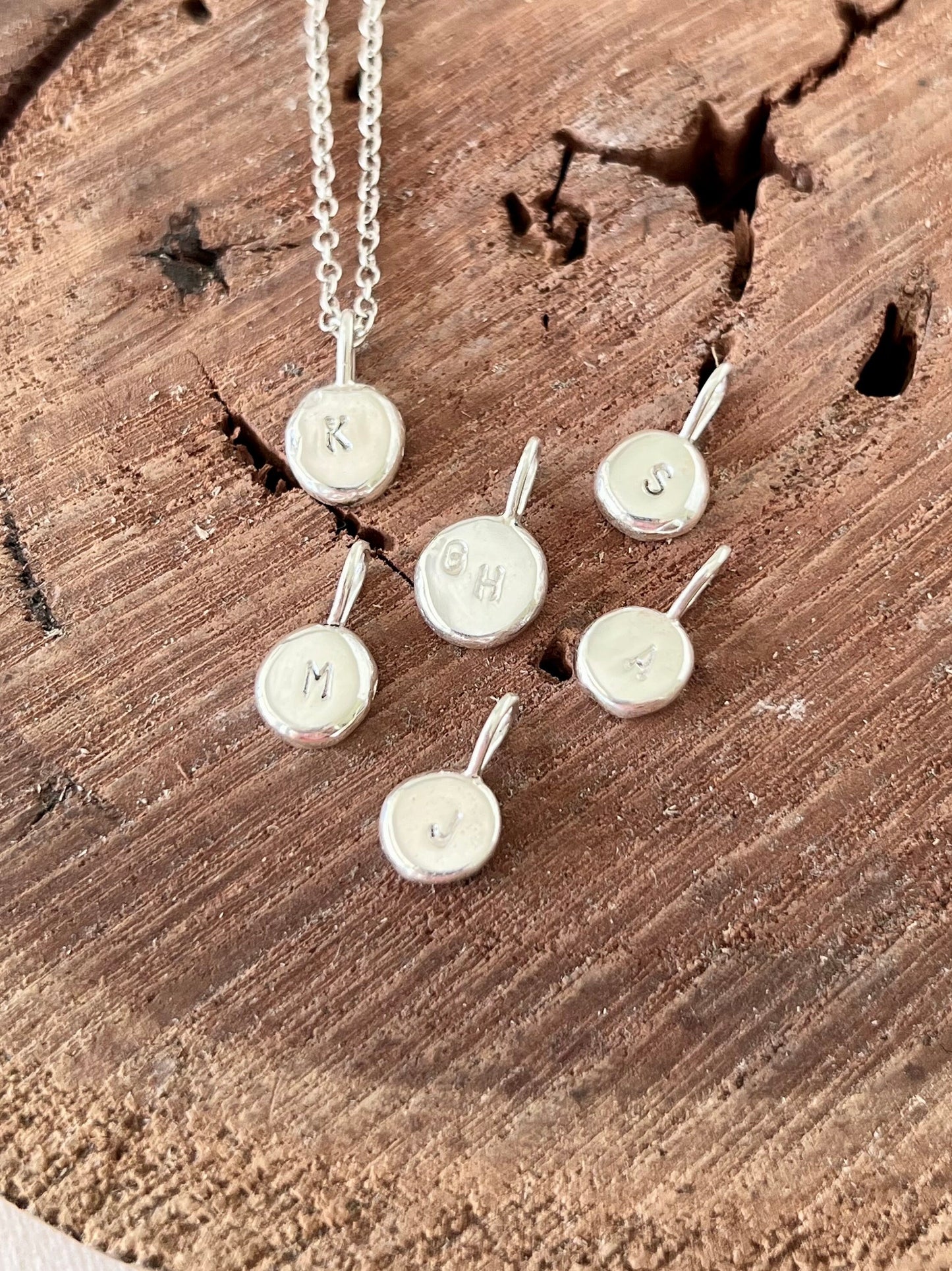 Silver Nugget Initial Charm Necklace Shy Dragonfly Jewels