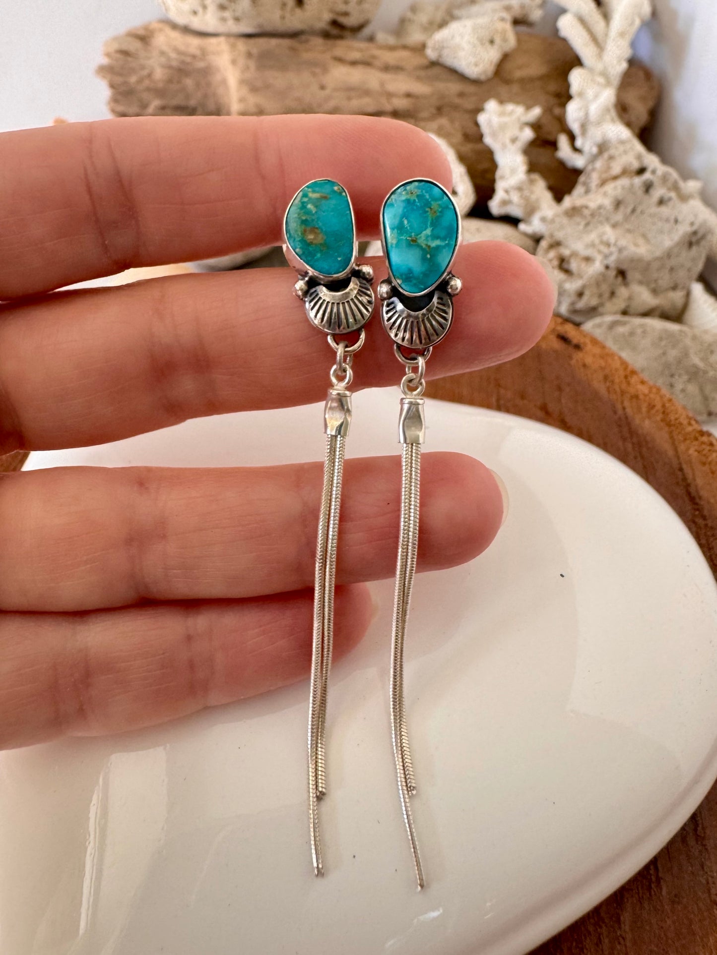 Turquoise Mountain Turquoise drop earrings