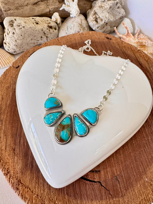 Mixed Mine Natural turquoise. Multi stone sterling silver necklace