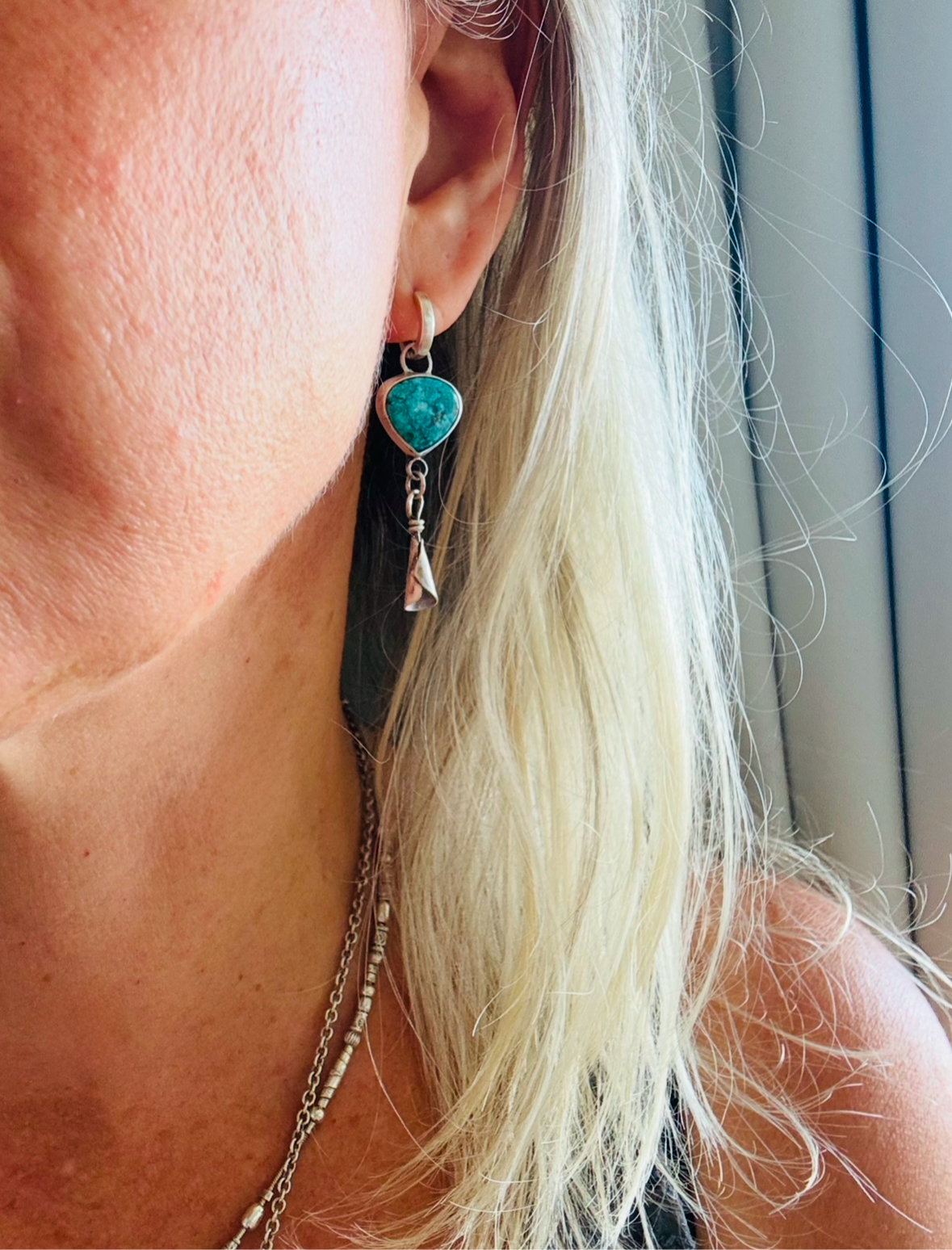 Turquoise drop earrings.