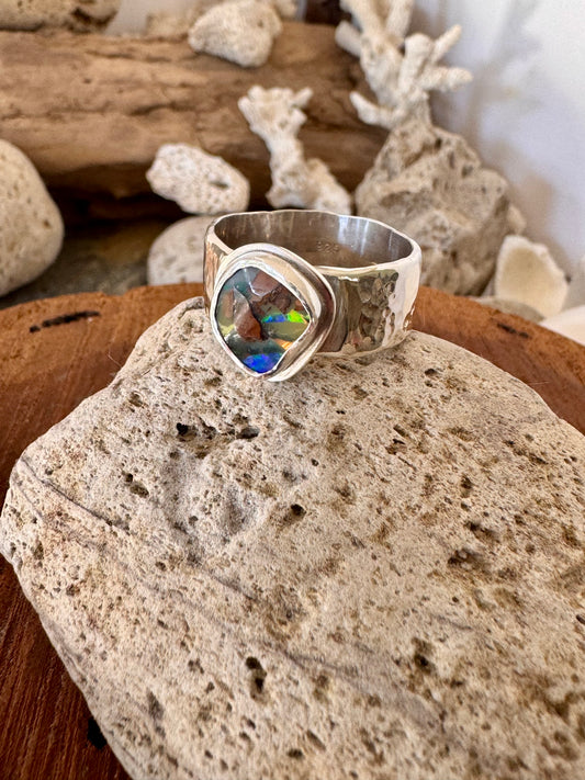 Solid Boulder Opal Ring Size 12.5