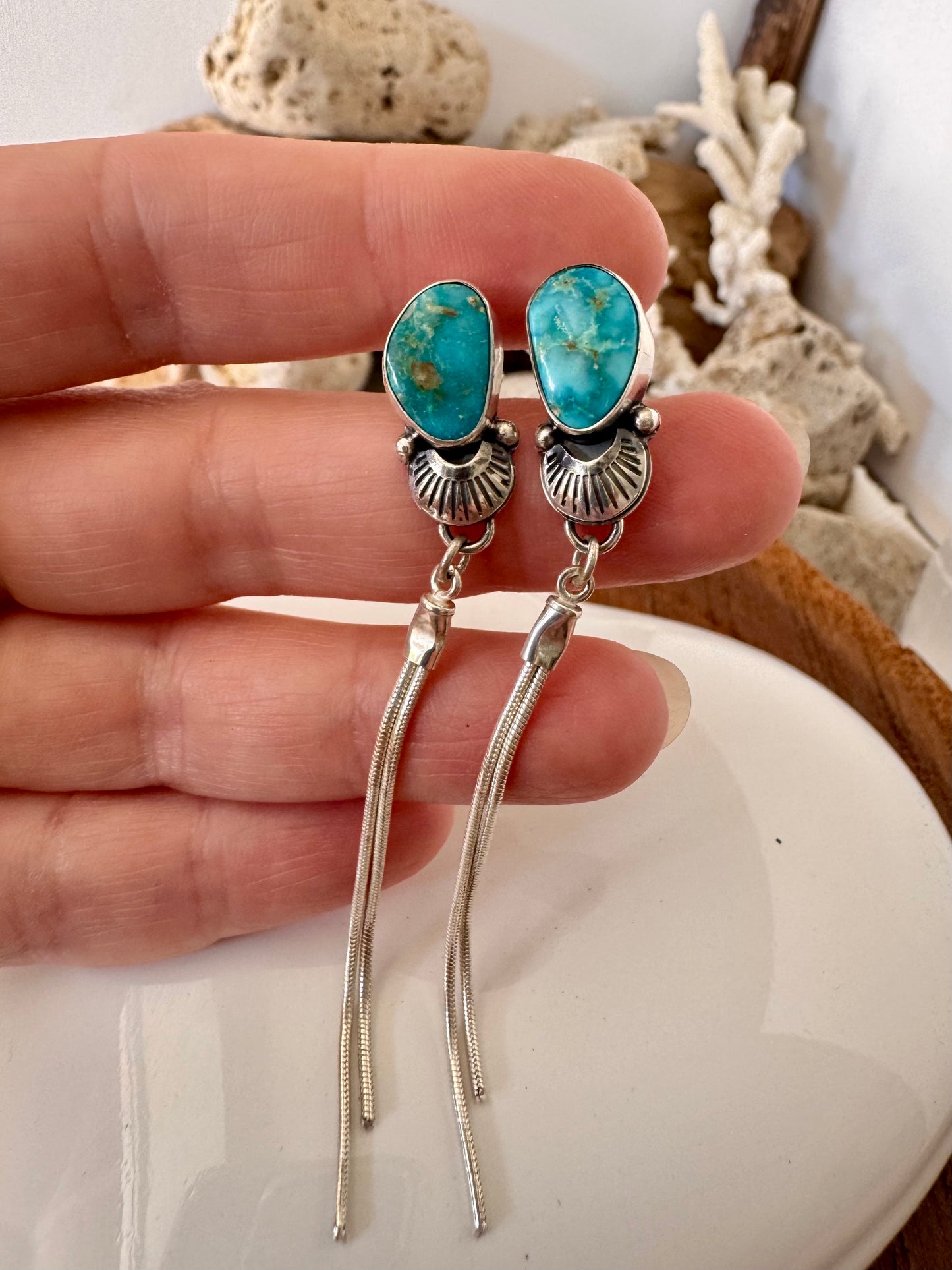 Turquoise Mountain Turquoise drop earrings