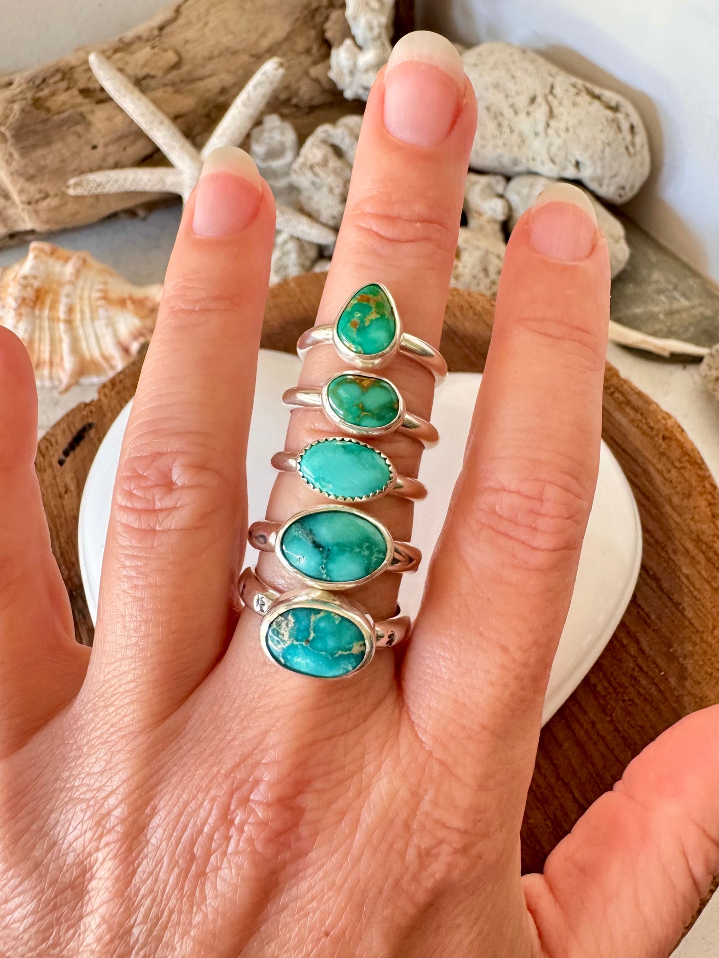 Emerald Valley turquoise ring. Handmade Shy Dragonfly turquoise ring size 9