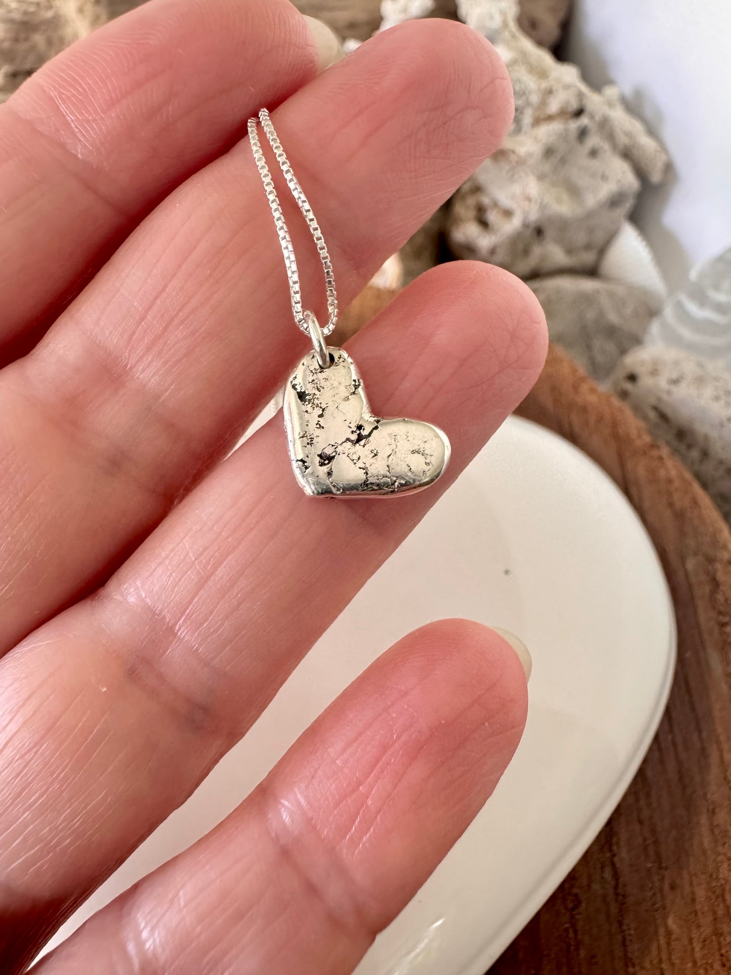 My Rustic Heart - solid silver heart necklace
