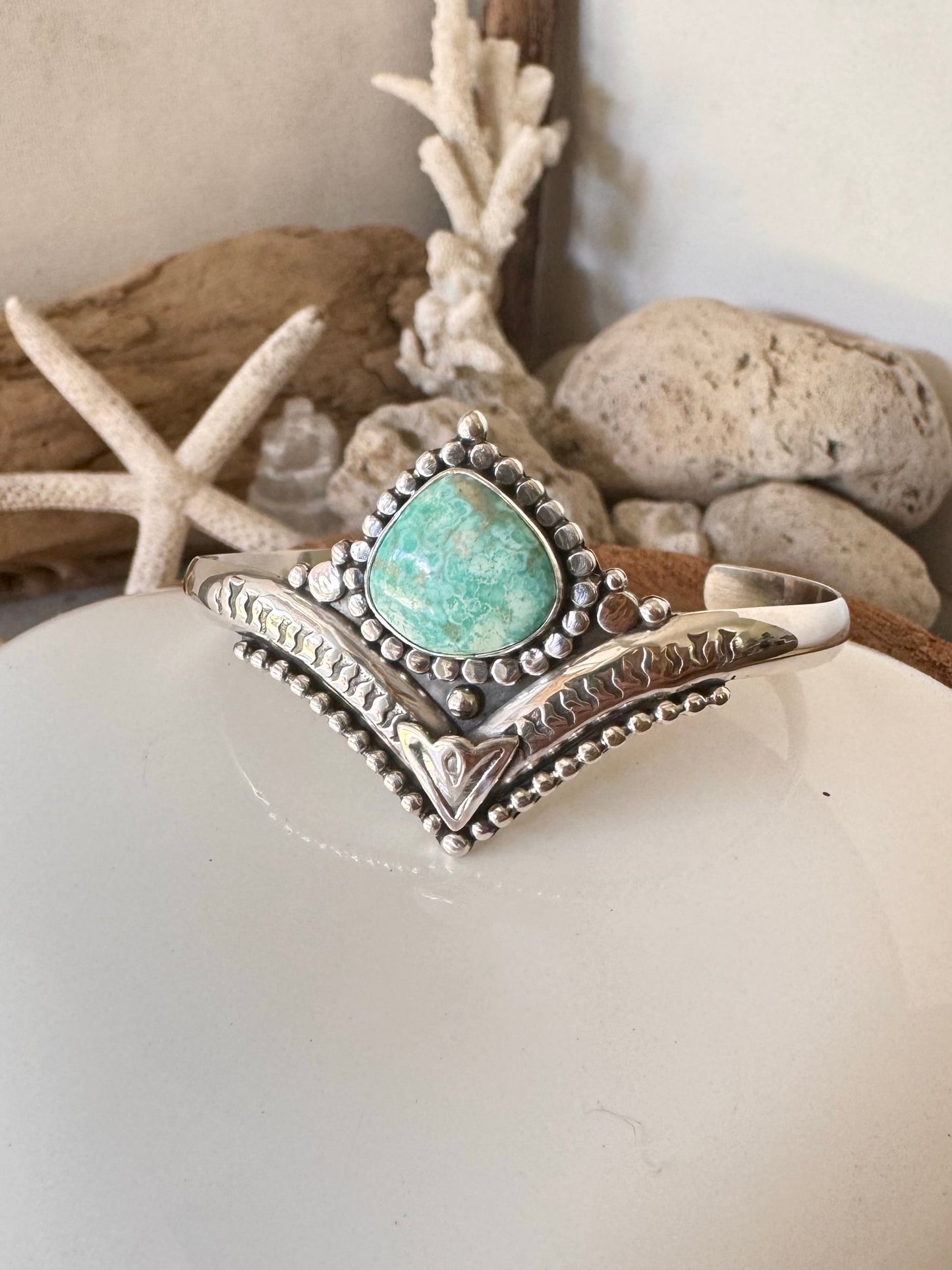 Turquoise cuff bracelet Shy Dragonfly Jewels handmade cuff bracelet White water turquoise sterling silver bracelet bangle