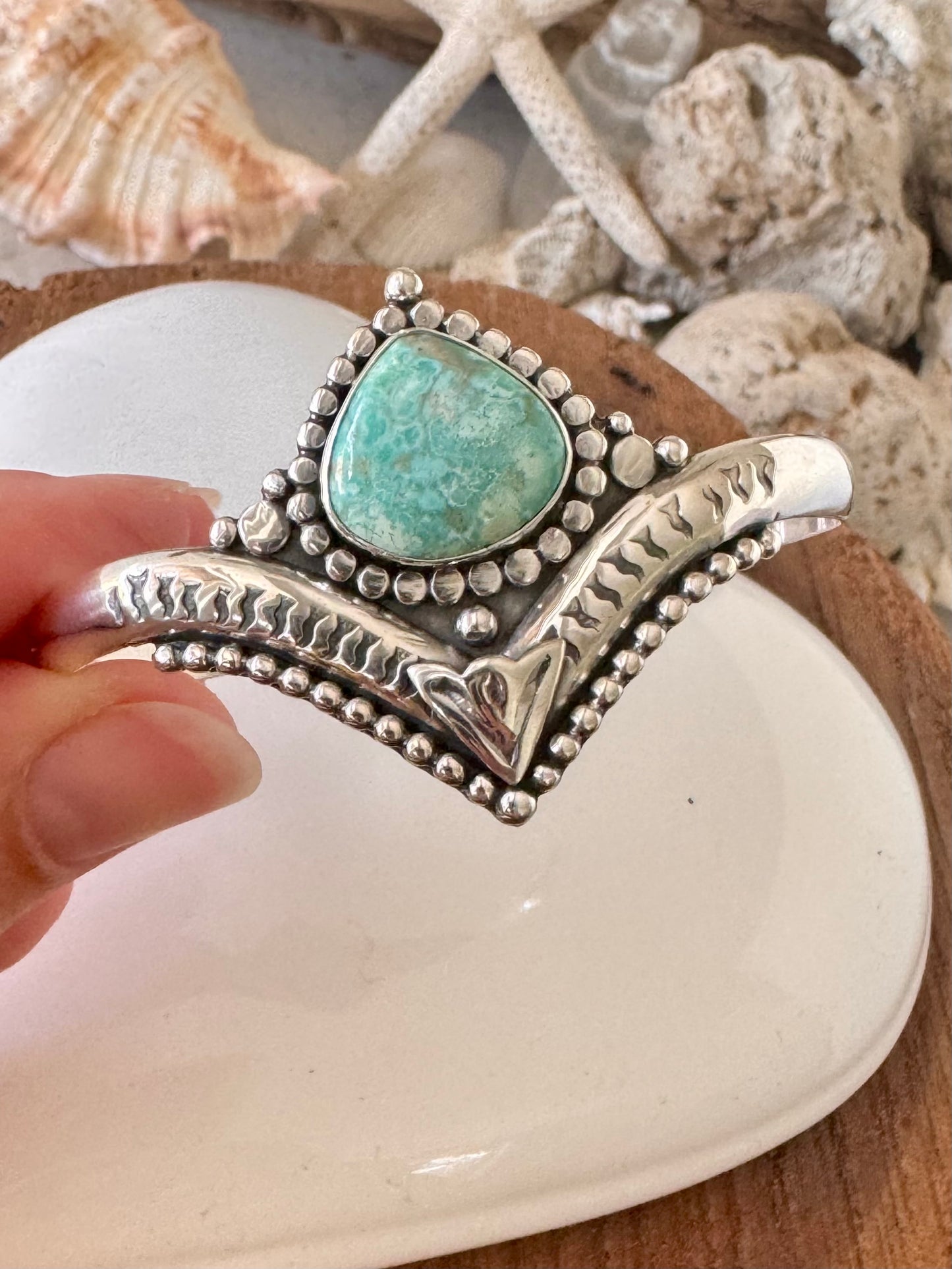 Turquoise cuff bracelet Shy Dragonfly Jewels handmade cuff bracelet White water turquoise sterling silver bracelet bangle