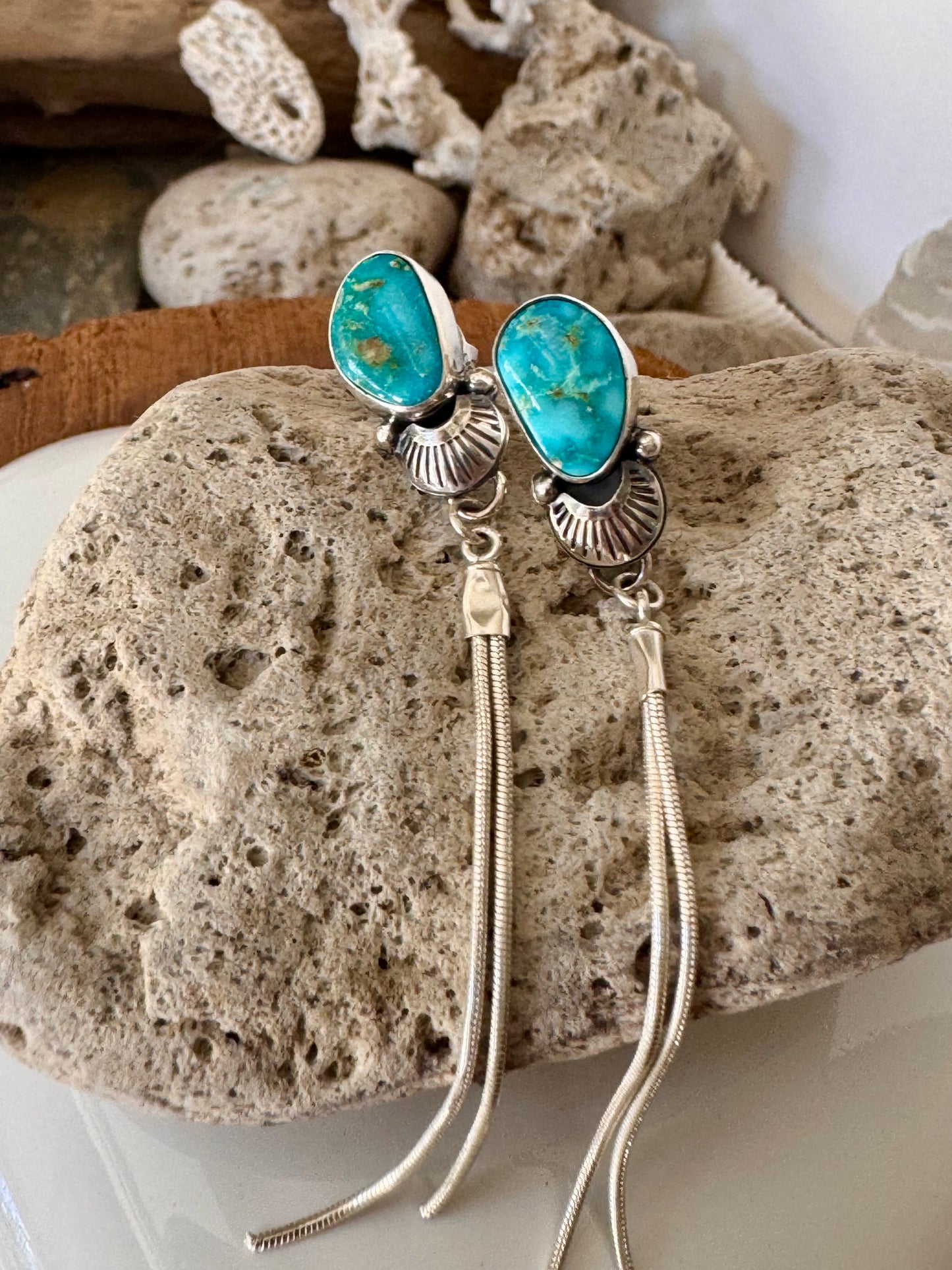 Turquoise Mountain Turquoise drop earrings