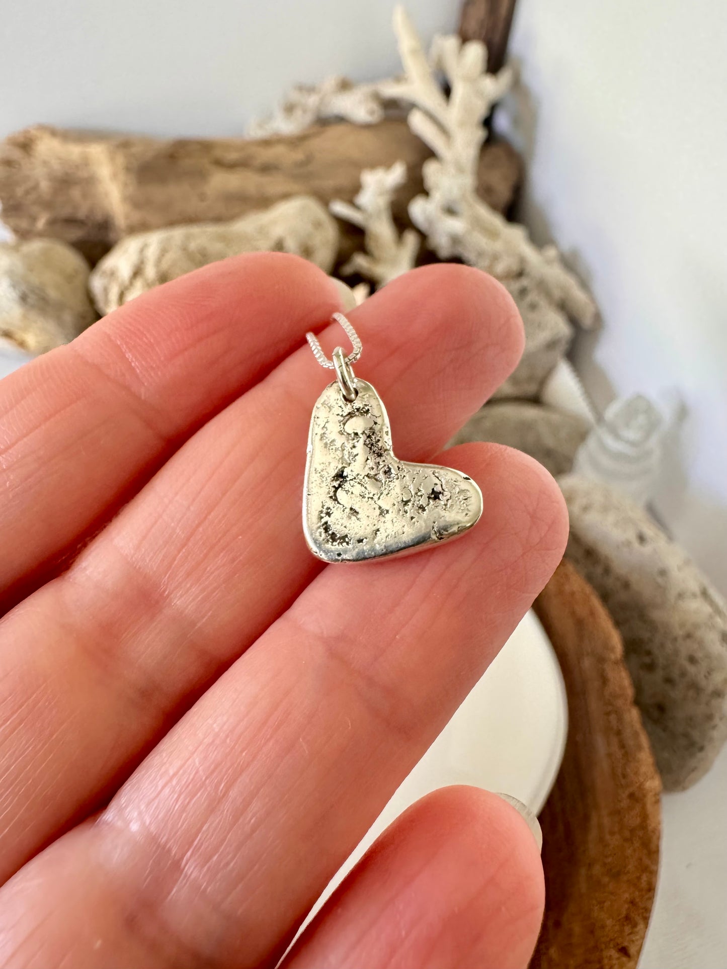My Rustic Heart - solid silver heart necklace